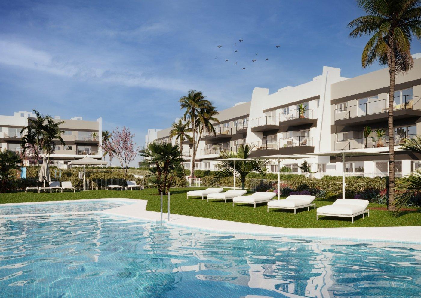 NEW BUILD APARTMENTS IN GRAN ALACANT

 New Build development of120 apartments in Gran Alacant.

 Residential complex located very close to the natural park of Clot de Galvany, and a short distance from the beaches of Carabassí.

 Apartments with 2 and 3 bedrooms, 2 bathrooms have a carefully designed distribution and enjoy beautiful views of the communal areas, the natural environment or the sea, and the pool and private gardens at the development.

 These new apartments are built to a very high standard and form a lovely residential with pools, private underground parking, storeroom, garden areas, and a children’s play area.

 Gran Alacant in perfect located between the towns of El Altet and Santa Pola and the stunning sand dune beaches.

 Gran Alacant is a fast developing town located between Santa Pola and Alicante and consists of about 25 urbanisations, or individual areas, just 10 minutes drive south of Alicante Airport and has two of the Costa Blancas most beautiful beaches - the Carabassi.

 Gran Alacant is a tranquil place to live or spend your holidays with very little traffic and contains all you would need for a relaxing holiday.