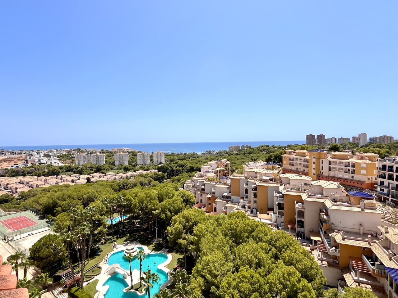 Step into this immaculate 3 bedroom, 2 bathroom penthouse, boasting unbeatable panoramic sea views over the stunning Dehesa de Campoamor and the glistening Mediterranean Sea. Sold fully furnished and ready to move in, this elegant home offers the perfect blend of comfort, style, and coastal charm.Each bedroom features built-in wardrobes, A/C in every room and the spacious open-plan living area flows effortlessly onto a private terrace, perfect for soaking up the Spanish sun and enjoying the tranquil surroundings. The penthouse is part of a well-maintained community with fantastic shared amenities including a large communal pool and tennis courts.Additional features include a private garage space and a separate storage room, providing both convenience and security. Located in a peaceful area, you're just 900 meters from the beautiful beaches of Campoamor. Food lovers will appreciate being only a 5-minute walk to the renowned Spanish restaurant Las Villas, famous for its delicious paella and traditional cuisine.The vibrant Cabo Roig strip, with its lively selection of bars, restaurants, shops, and entertainment, is just a 5-minute drive away, giving you easy access to the best of the Costa Blanca lifestyle.This exceptional penthouse truly offers the best of both worlds – serenity and accessibility. Don’t miss the opportunity to own your own slice of paradise on the Mediterranean coast!