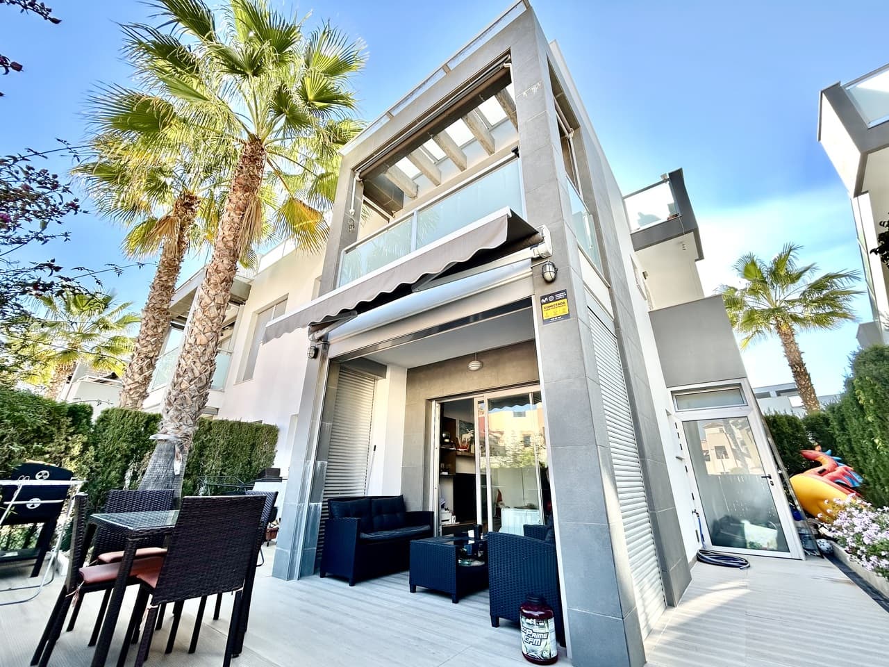 Discover this stylish and contemporary ground-floor apartment in the sought-after Amay complex in Punta Prima—perfectly positioned within easy walking distance to the beach, shops, restaurants, and everyday amenities.This beautifully presented home offers two spacious bedrooms and two modern bathrooms, designed for comfort and convenience. The apartment comes fully furnished, allowing for a seamless move-in experience—ideal as a permanent residence, holiday home, or investment opportunity.The open-plan living and dining area is bright and inviting, flowing effortlessly into a well-equipped kitchen and outdoor space, perfect for relaxing or entertaining. Every detail has been thoughtfully considered to create a modern yet welcoming atmosphere.Residents of the Amay complex benefit from well-maintained communal areas, including a pristine swimming pool and a relaxing sauna. The property also includes private off-road parking, adding to its practicality and appeal.Combining location, quality, and lifestyle, this turnkey apartment is a fantastic opportunity to enjoy the very best of coastal living in Punta Prima.