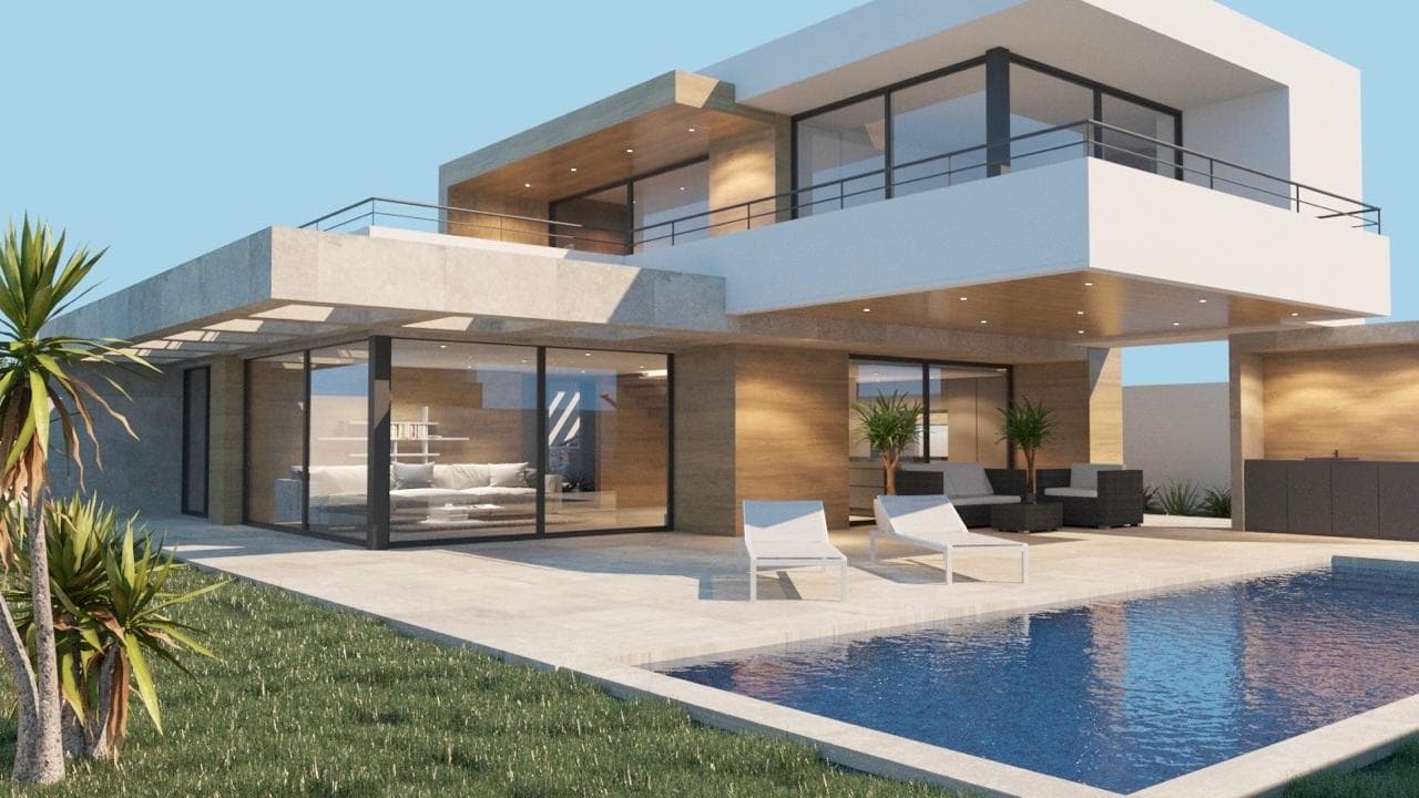 Modern villa of 220 m² (160 m² living area) located opposite a pine park in the prestigious Ciudad Quesada. The layout includes 3 spacious bedrooms, 4 bathrooms, an open-plan kitchen and living room with south-facing panoramic windows, a marble-finished fireplace, and balconies from the upstairs bedrooms. The rooftop offers an optional solarium with stunning views of the sea and the Salinas lake.The villa is sold fully equipped with built-in furniture and appliances. The plot features an 8×4 m infinity pool, landscaped green areas, and plenty of space for relaxation. The neighborhood is quiet yet well-connected, with supermarkets, schools, a business center, and two golf courses nearby. The beach is only 5 km away.