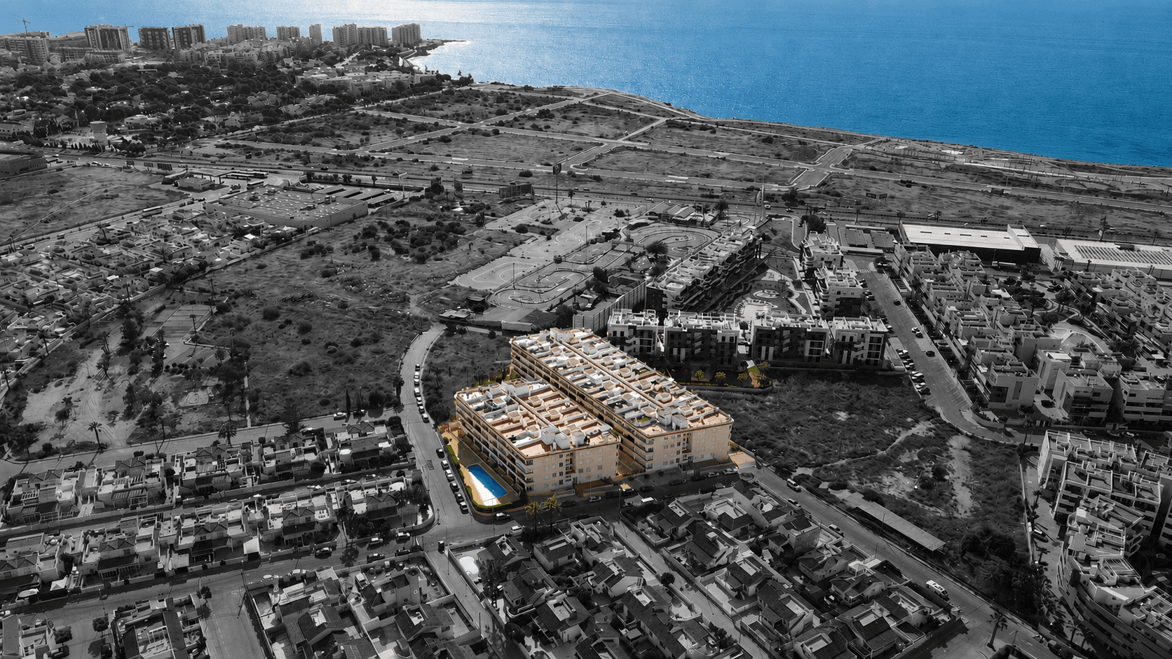 Completely refurbished in 2026, this stunning modern apartment has been fully renovated to the highest standard, with absolutely everything brand new throughout. Offering 68.76m² of living space, the property features 2 bedrooms and 1 bathroom, combining comfort, style, and functionality in a prime coastal location near the sea.The apartment includes a bright open-plan kitchen seamlessly connected to the living area, creating a spacious and modern atmosphere. A stylish coffee corner adds a unique and cozy touch to the home, perfect for relaxing mornings. The south-facing balcony provides excellent natural light throughout the day and an ideal outdoor space to enjoy the Mediterranean climate.Designed with both comfort and security in mind, the property benefits from a reinforced security door, smart lock system, and security cameras. Residents also have access to a beautiful community swimming pool.All furniture, appliances, and interior features are included in the sale, making this a perfect turnkey property ready to move into immediately or an excellent investment opportunity near the coast.