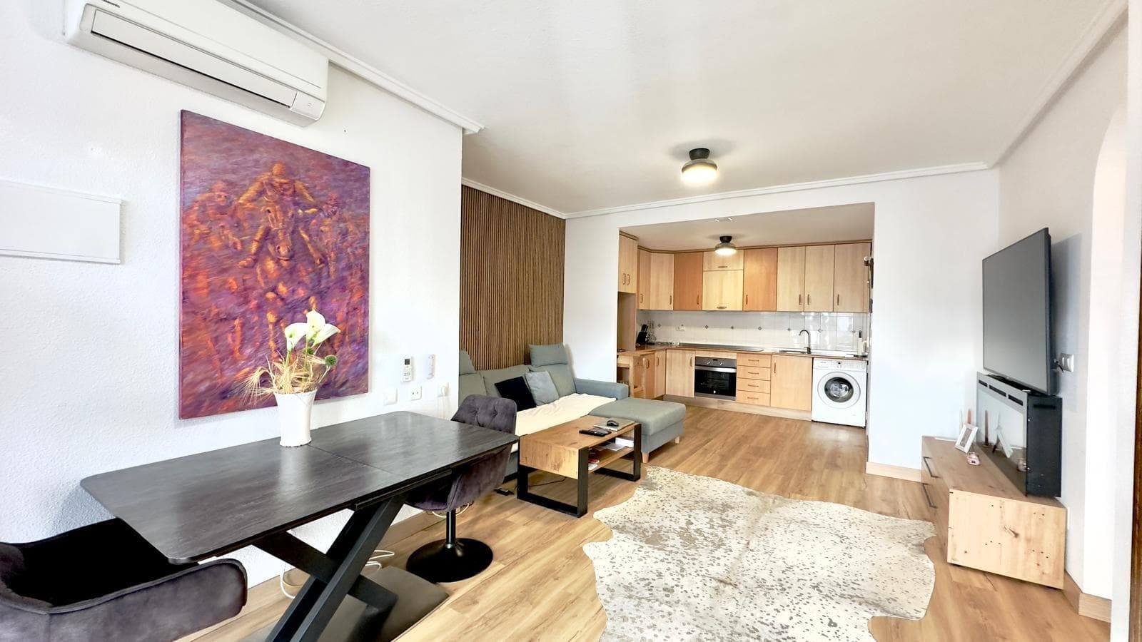 COMPLETELY RENOVATED GROUND FLOOR BUNGALOW IN CABO CERVERA – COMFORT, OUTDOOR SPACE AND PRIVILEGED LOCATION We present this excellent opportunity to acquire a completely renovated ground floor bungalow, located in the prestigious and peaceful area of Cabo Cervera, one of the most highly valued residential areas due to its proximity to the sea, its well-kept surroundings and its relaxed atmosphere throughout the year. An ideal property as a permanent residence, second holiday home or secure investment on the coast. The property stands out for its comfortable single-storey layout, which guarantees accessibility, functionality and comfort. It has two well-proportioned bedrooms, designed to offer cosy and practical spaces, ideal for both relaxation and everyday use. The renovation gives it a contemporary look and a modern feel, ready to move into without the need for any additional improvements. The bathroom has been renovated and features a modern shower tray, providing comfort, safety and a contemporary design that meets today's needs. The finishes chosen reinforce the feeling of cleanliness, spaciousness and functionality. The property also has a utility room, a highly valued space that can be used as a laundry area, additional storage or support for daily life, significantly improving the organisation of the home. One of the great attractions of this bungalow is its private outdoor terrace, perfect for enjoying the Mediterranean climate all year round. This space is ideal for outdoor breakfasts, family gatherings, moments of relaxation or even for creating a pleasant chill-out area. As it is a ground floor property, access to the outside is convenient and direct, providing a feeling of independence similar to that of a detached house. The property includes a closed garage, a very important added value in the area, which guarantees comfort, security and protection for your vehicle. In addition, the residential complex has parking areas, making parking easier for both residents and visitors. The residential complex offers a perfectly maintained communal swimming pool, ideal for cooling off in the summer months, enjoying with the family or increasing the appeal of the property if you decide to use it for holiday or seasonal rentals. The south-facing orientation of the property ensures excellent natural light throughout the day, creating warm, bright and pleasant spaces at any time of year. This orientation is particularly valued for its energy efficiency and for improving the quality of life within the home. In terms of location, the bungalow is just 850 metres from the beach, allowing you to enjoy the sea with a pleasant walk, without sacrificing the tranquillity of an established residential area. Cabo Cervera is known for its well-kept surroundings, its proximity to coves and beaches, and its good connection to all necessary services: supermarkets, public transport, restaurants and leisure areas. This property represents an excellent investment opportunity, as it combines highly sought-after features: comprehensive renovation, outdoor spaces, garage, communal swimming pool and a privileged location near the sea. All this guarantees high demand for both holiday and long-term rentals, as well as good prospects for appreciation. In short, this is a renovated, bright and functional bungalow with a terrace, garage included, communal swimming pool and south-facing, located in one of the most attractive areas of the coast. A property designed to enjoy, live in or invest in with complete peace of mind. Do not miss this opportunity. Contact us for more information or to arrange a viewing and discover the full potential of this magnificent property in Cabo Cervera.