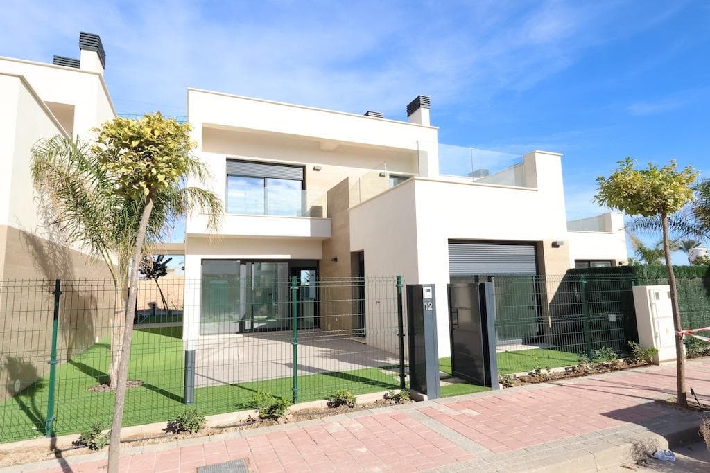 Looking to buy a fully finished villa in Santa Rosalia Lake and Life Resort? The Sakura Villa offers an exceptional opportunity to own a ready-to-move-in home in one of Spain’s most sought-after residential resorts.. . Key Features:. • Prime Location: Situated in Santa Rosalia Lake and Life Resort, a prestigious gated community in Torre Pacheco, Murcia.. • Turnkey Ready: 3 bedrooms, 3 bathrooms villa is fully finished with all appliances installed . . Modern Amenities and Full Equipment. The villa is fully equipped with all necessary appliances, making it completely move-in ready. This includes a complete set of high-end Bosch appliances in the kitchen: refrigerator, oven, microwave, dishwasher, and a modern extractor hood. Additionally, the property features:. • Climate Control:. Fully installed air-conditioning system for year-round comfort.. • Energy Efficiency:. Solar panels for sustainable energy. LED lighting throughout the villa, both indoors and outdoors.. • Bathroom Features:. Underfloor heating in bathrooms for added luxury.. Complete with shower screens, mirrors, and full accessories.. • Additional Appliances:. Washing machine and water heater fully installed.. Every aspect of the villa has been thoughtfully designed to provide a modern, comfortable, and energy-efficient living experience.. . Garden and Outdoor Space:. • Landscaped garden surrounding the villa.. • Private parking space at the front of the property.. • Space for customization (seating areas, landscaping, etc.) and spacious terraces perfect for relaxation. . Property Details. • Type: Detached villa (2 levels).. • Plot Size: 235.58 m².. • Built Area: 122.27 m² across 2 floors.. • Useful Surface Area: 105.88 m².. . Layout:. • Ground Floor: Open-plan living room, dining area, modern kitchen, 2 bedrooms, 2 bathrooms, laundry room, covered porch, and rear terrace.. • First Floor: Master bedroom with en-suite bathroom, walk-in wardrobe, and access to a large private terrace.. • Internal staircase connects both floors.. . Condition and Legal Status:. • Ready for immediate occupancy.. • Free of occupants or tenants.. . Investment Potential:. • Excellent opportunity for rental income or capital growth due to increasing demand in the area.. . Competitive Price: €449,000 (IVA not included). Add a furniture package, and the villa is completely ready for immediate living or rental investment.. . Contact us for more information or to arrange a personal or virtual viewing. Don’t miss this exceptional opportunity to own a stunning villa in one of the best residential resorts in Spain!