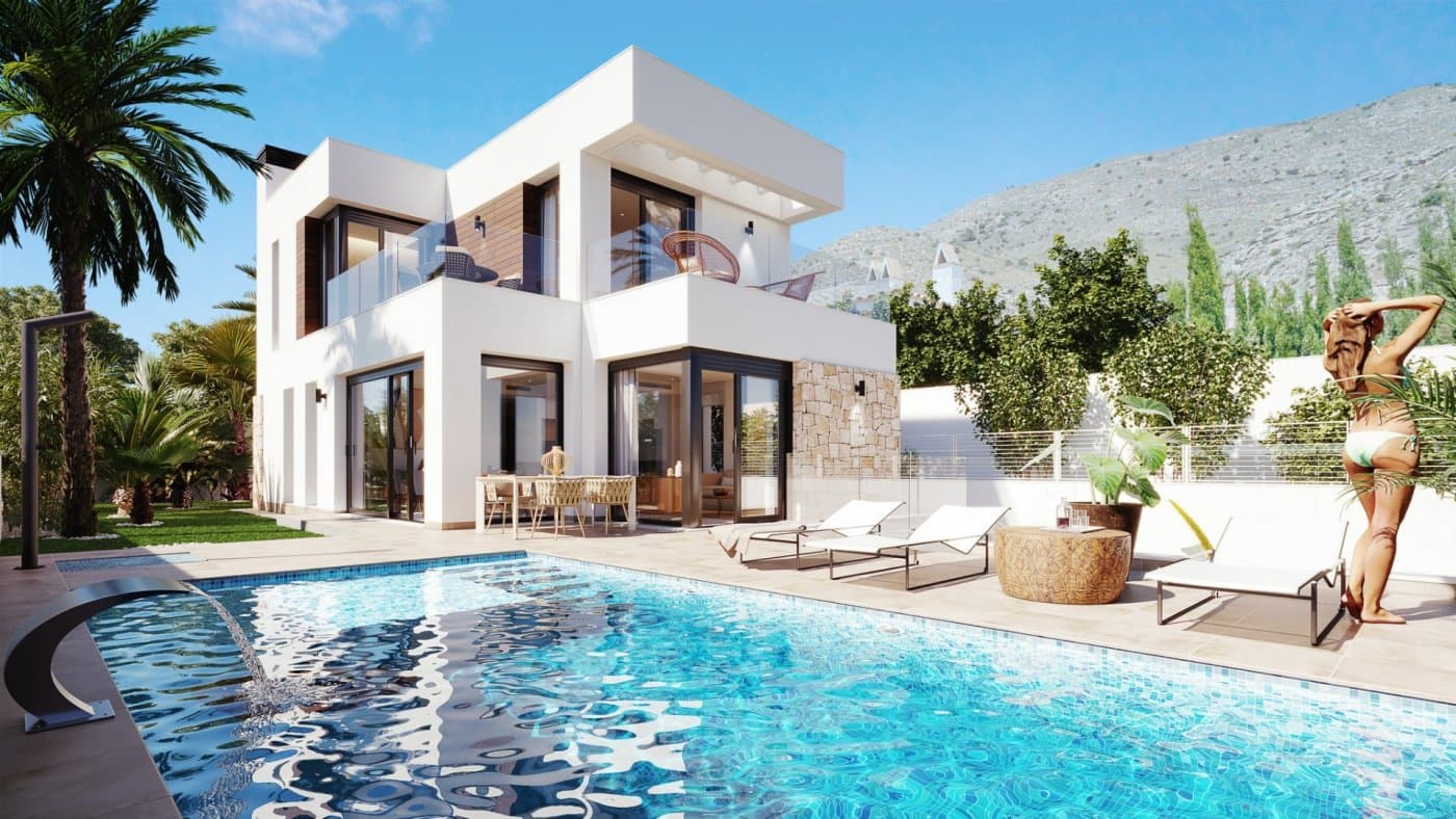 Villas de lujo de obra nueva compuestas por 11 villas independientes en Finestrat, Costa Blanca.

 Situado en Sierra Cortina, una zona tranquila rodeada de campo abierto, con vistas lejanas a las montañas y al mar Mediterráneo. El complejo está cerca de campos de golf, puertos deportivos, hoteles de lujo, spa y servicios. Benidorm y sus maravillosas playas están a solo 5 minutos en coche.

 Cada propiedad tiene 3 dormitorios y 3 baños completos. Diseñado con un concepto de plan abierto, que comprende una cocina completamente equipada, salón y comedor. Las casas están construidas en parcelas que van desde los 385 M2 hasta los 540 M2. Las amplias terrazas y jardines privados que rodean cada propiedad permiten que entre el sol todos los días del año. Cada villa tiene su propia piscina privada, garaje cerrado y sótano.

 Incluido en el precio:
  Cocina totalmente equipada, con frigorífico y congelador, lavavajillas integrado, placas de inducción en isla, campana extractora empotrada, horno elevado y microondas.
   Armarios forrados con cajones,
  Baños completos: mueble tocador, espejo, mamparas de ducha y calefacción radiante en los suelos.
  Lavadero con lavadora en sótano.
  Plaza de aparcamiento en sótano.
  
 Extras:
 Cascada y jacuzzi en piscina.
  Focos en el interior de la villa y luces en zonas exteriores.
  Aire acondicionado.
  Persianas eléctricas y domótica (Smart House).