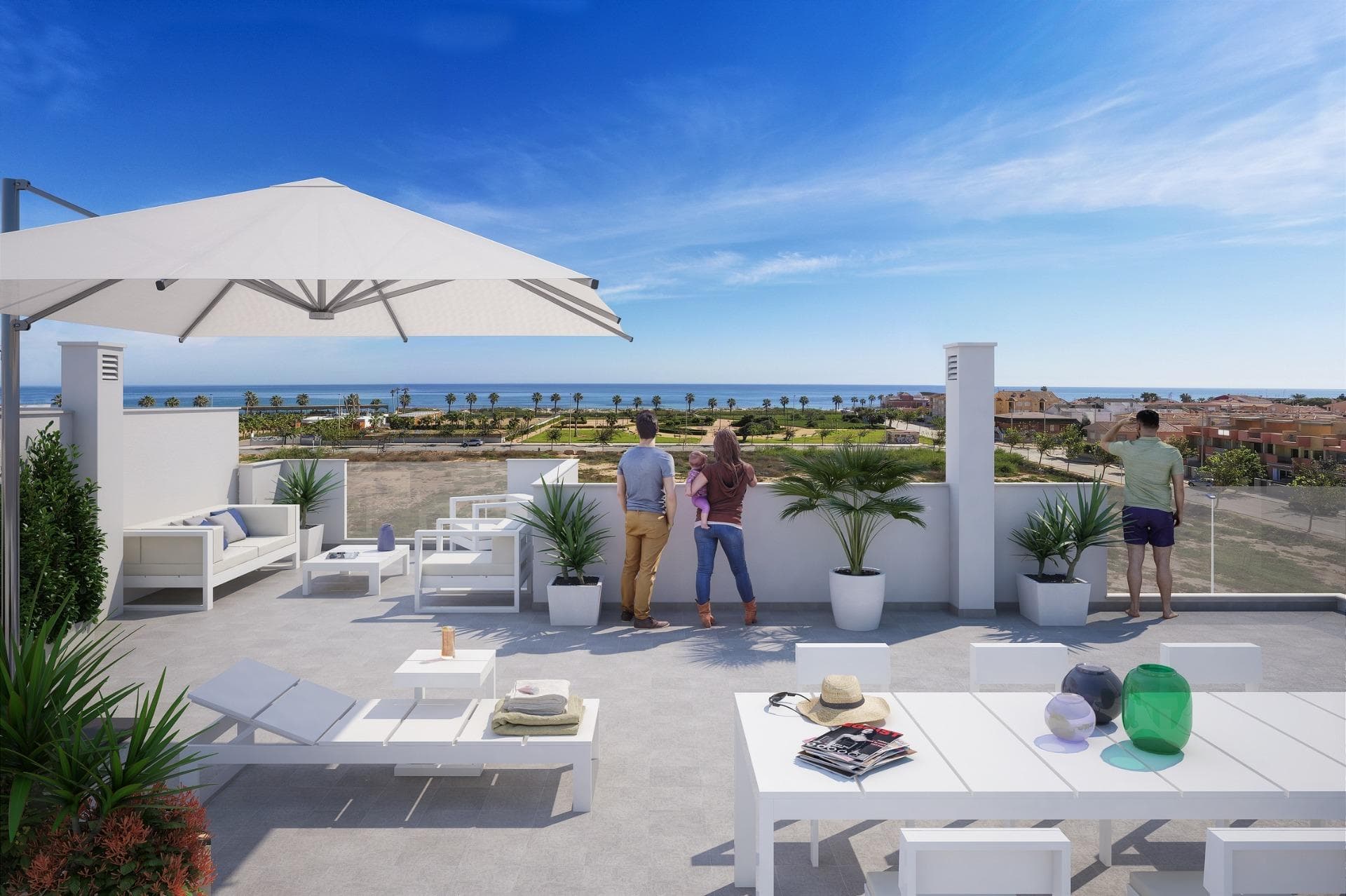 NYBYGG BUNGALOWS I TORRE DE LA HORADADA

 New Build Residencial-komplekset ligger noen få meter fra Playa de las Higuericas i Torre de la Horadada.

 Komplekset består av rekkehus i moderne stil, tomannsbolig og leiligheter med et eksklusivt preg.

 Alle husene har parkering, store terrasser, grøntområder og felles svømmebasseng med et areal på 1628 m² fellesarealer.

 Torre de la Horadada ligger sør for Alicante med en vakker beliggenhet ved kysten.

 De vakre strendene i Torre de la Horadada og Mil Palmeras har fin sand og vakker promenade.

 Det er mange restauranter, barer og butikker, også vannsport, dykking og snorkling.

 Det er gode forbindelser bare 40 minutter fra Alicante og Murcias Corvera flyplasser, med store kommersielle kjøpesentre og flere golfbaner innen rekkevidde.
