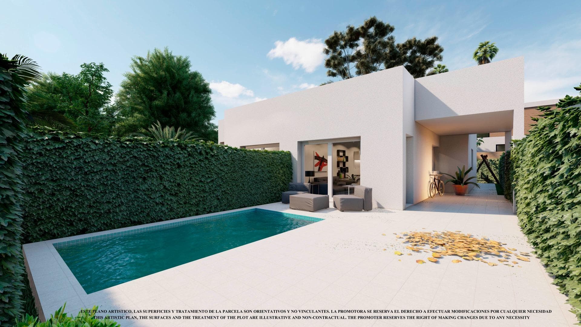 NEW BUILD SEMI-DETACHED VILLAS IN LOS ALCAZARES

 These spacious, well-designed villas are built in pairs. 
 Each villa has its own private 175m2 plot giving ample terraces, pool area and garden on three sides of the villa. 
 We believe that these villas offer the best value for money in Spain – we offer a semi-detached villa with more than 100m2 of terrace ( solarium can be added at extra cost ), pool area or garden for the price of an apartment. 
 The villas have been designed with outdoor living in mind. The living room has two large double doors overlooking the terrace and pool area ideal for outdoor dining. 
 Ample terraces at the front and rear ensure that owners can sunbathe throughout the day.
 Villas have modern fitted kitchens with a choice of colours for kitchen units and wall tiles in both kitchens and bathrooms and also floors and terraces.
 The two comfortable double bedrooms both have built-in wardrobes. 
 One bedroom has a shower room en-suite and there is a second guest shower room for bedroom 2.
 Gardens are surrounded by a 40cm wall with hedging for privacy at the front with gates. Buyers can decide to increase the height of the wall around the rear garden up to a height of 180cm (5foot 10 inches) or add fencing or hedging for privacy.
 A huge roof-top sun terrace with a spiral staircase is available at extra cost.
 Each villa has a good-sized garage which could also be used as a hobby room or studio.
 Pools or Jacuzzi baths can be added at extra cost.
 We have plans available to construct a third bedroom on the roof of the villas.

 Residential of villas located 1 km from the beach and the town of Los Alcázares, where you can practice various water sports, surrounded by several golf courses. 

 City of Cartagena less than 15 minutes by car and 30 minutes from Murcia Corvera airport.