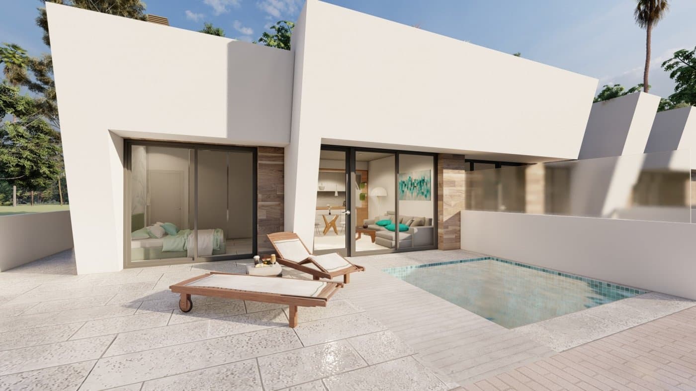 VIVIENDAS DE NUEVA CONSTRUCCIÓN EN TORRE-PACHECO

 Complejo de nueva construcción de 2 villas adosadas estilo bungalow en esquina y 2 adosados situados en Torre Pacheco, Costa Cálida, España. 

 Propiedades de diseño a estrenar con fabulosas terrazas en la azotea con cocina exterior, barbacoa y aseo. 

 Interiores de lujo y los mejores accesorios. 

 Propiedades disponibles con una selección de estilos de unidades de cocina y azulejos. 

 Las piscinas son un extra opcional y hay una gran zona de patio y aparcamiento seguro. 

 
 Situado en una zona codiciada de Torre Pacheco, un pequeño pueblo tradicional español a 20 minutos del Mar Menor. 

 Esta ubicación ideal le da mucho más por su dinero. A poca distancia de los servicios locales y muchos bares y restaurantes.
 Torre Pacheco está rodeado de galardonados campos de golf y toda la región está considerada como uno de los lugares más saludables de España. 

 El sol brilla una media de 320 días al año. 
 No en vano, esta franja costera recibe el nombre de "Costa Cálida". 
 Los niveles de humedad son muy bajos. 
 Todo ello da lugar a una combinación perfecta de mar, clima subtropical, mucha luz y aire limpio.

 Las fantásticas playas de la Costa Cálida están a 10 minutos. 

 Red de autopistas en las cercanías para poder desplazarse a otras zonas de forma rápida y sencilla.
 El flamante aeropuerto internacional de Murcia está a 20 minutos.