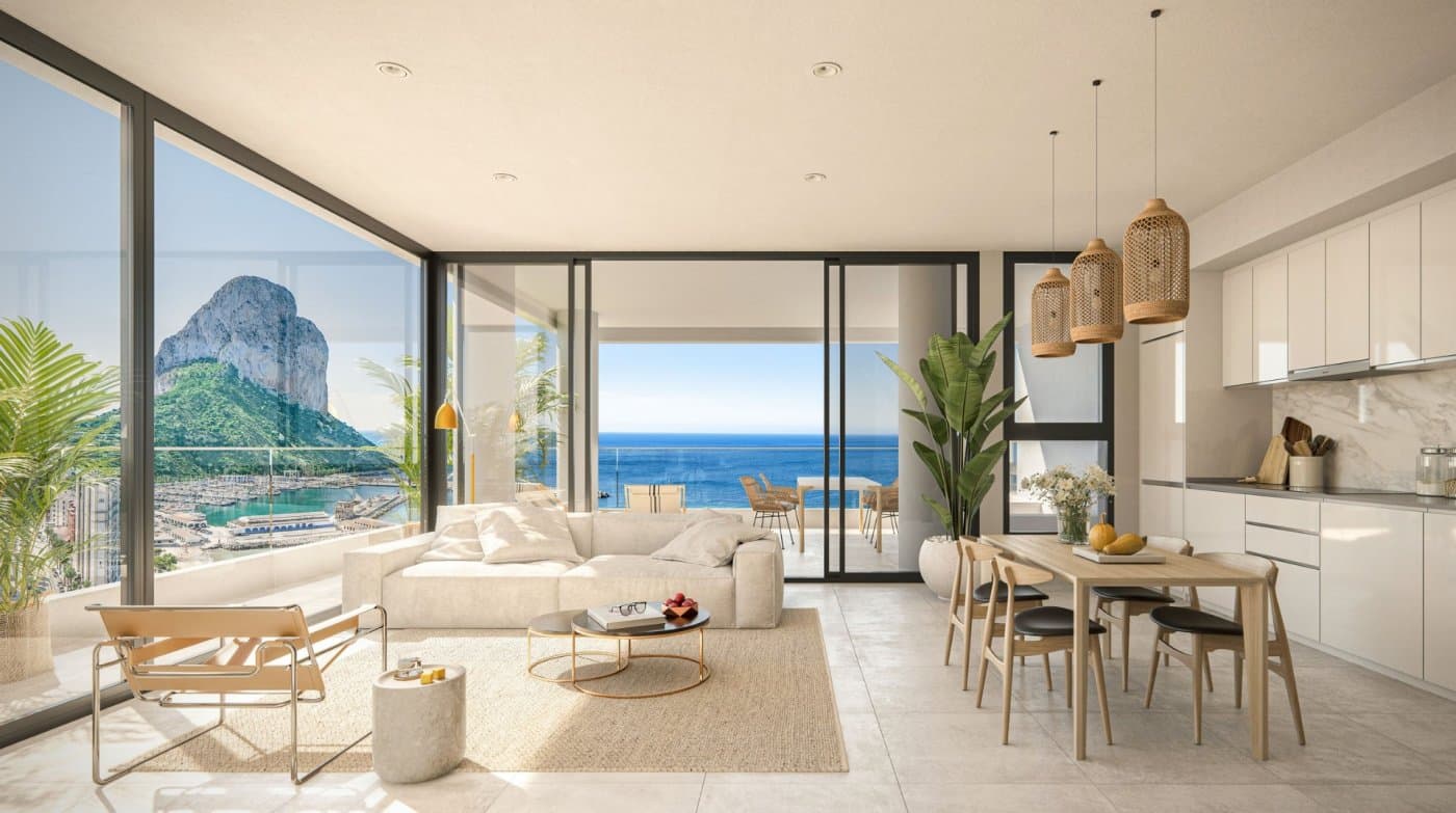 NEW BUILD LUXURY PENTHOUSES WITH THE SEA VIEWS IN CALPE

 New Build residential complex of 1, 2 and 3 bedrooms apartments with large terraces in Calpe.

 Two towers of 18 floors with beautiful apartments with views of the sea and the salt lake of Calpe.

 Complete installation of ducted air conditioning, with pump
 of cold and heat, by aerothermal control thermostat in
 living room.

 Large common areas with gardens, swimming pool, paddle tennis, children's area. On 11th floor of tower 1: infinity pool, sauna, gym and chill area out with sea views.

 Calpe, one of the towns of La Marina Alta, lies on the northern coast of the province of Alicante, surrounded by the towns of Altea, Benidorm, Teulada-Moraira, Benissa.

 Calpe has a wonderful mixture of old Valencian culture and modern tourist facilities. It is a great base from which to explore the local area or enjoy the many local beaches. 

 Calpe alone has three of the most beautiful sandy beaches on the coast.

 Calpe also has two Sailing Clubs: Real Club Náutico de Calpe and Club Náutico de Puerto Blanco.

 Fishing village of Calpe now transformed into a tourist magnet, the town sits in an ideal location, easily accessed by the A7 motorway and the N332 that runs from Valencia to Alicante; its approximately 1 hour drive from the airport at Alicante and 1,5 hours to Valencias airport.