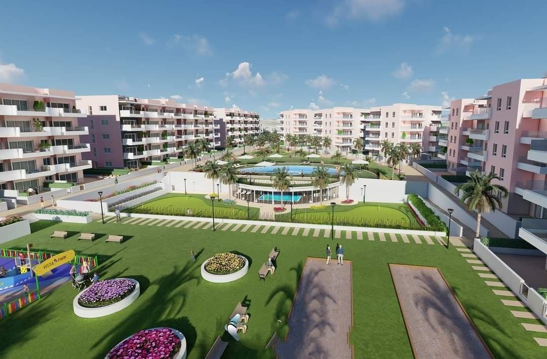 NEW BUILD RESIDENTIAL IN EL RASO, GUARDAMAR DEL SEGURA

New Build residential complex of modern style apartment in El Raso, Guardamar del Segura!

This apartments have 3 bedrooms, 2 bathrooms, open plan salon with kitchen, ground floor with private garden, middle floor with terrace and top floor with private solarium.

Complex with swimming pool, green areas, golf greens, Spa, playground, bio-healthy machines and sports areas.

Complex located in green area close to the salt lake, all amenities, walking distance to commercial centre, bars and restaurants.

El Raso is a part of Guardamar del Segura.

Guardamar del Segura is a town located on the Costa Blanca South. With its 11 kilometres of natural beach and its large pine forest.

Guardamar del Segura has a large port with activities throughout the year, it has a large sports centre with paddle tennis, tennis, soccer and a large heated swimming pool that works all year round. It also has a library where there is free wifi and computers.

Guardamar del Segura is only 20km away from the Alicante - Elche (El Altet) airport, where there are many flights every day with connections to the main European cities, due to the demand for tourists on the Costa Blanca.