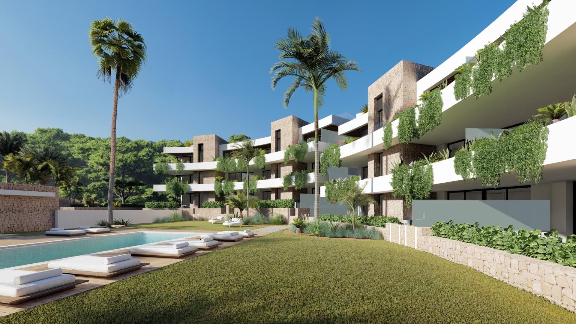 NYBYGG BOLIGKOMPLEKS I LA MANGA CLUB RESORT 

Nybygde eksklusive boliger med 42 leiligheter som er ideelle for personlig bruk eller investering i en av de berømte La Manga Club Resorts.
Disse moderne, lyse boligene har fantastisk utsikt over Mar Menor, og de romslige terrassene og fellesbassenget lar deg nyte middelhavssolen til det fulle. 
Dette er den siste sentrale utviklingen av nybygde boliger på La Manga Club, bare en 5-minutters spasertur fra alle butikker og restauranter. 
Sportsrettigheter er inkludert, og hvert hjem inkluderer et lagringsanlegg.

Innvendige dører med ett blad på 210x82,5x4 cm, av MDF-plate, forhåndslakkert i hvitt, med horisontale spor hver 50 cm. Prefabrikert innebygd skap med skyvedører, av MDF-plater, forhåndslakkert i hvitt.

På bad, flislegging med porselen steintøy, størrelse 60 x 30 cm, satt på en støtteflate av laminert gipsplater innvendig vegg. I kjøkken, flislegging med porselen steintøyfliser, størrelse 60 x 30 cm, satt på en støtteflate av laminert gipsplater innvendig vegg.

Aerotermisk varmesystem, klimaanlegg og sanitært varmt vann. Viftekonvektorer med høy effektivitet. DOUBLE FLOW mekanisk kontrollert ventilasjon.

Pansret inngangsdørblokk. Hvit finish. Sikkerhetsklasse 3. Sammenleggbar metallport for kjøretøytilgang. Ensidig metallport med manuell åpning for fotgjengere.

La Manga Club er et av Europas ledende sports- og fritidssteder. Omkranset av naturparker og uberørte strender, har den privilegerte beliggenheten eksklusiv ferie- og boliginnkvartering på den spanske middelhavskysten.
La Manga Club ble grunnlagt i 1972 og er et varmt, trygt og levende samfunn som lenge har tiltrukket seg familier og golfelskere med sitt mangfoldige og enestående fritidstilbud.

La Manga Club har utmerkede flyforbindelser. De lokale flyplassene i Corvera (bare 50 km unna) og Alicante (mindre enn 100 km unna) tilbyr regelmessige flyvninger til resten av Europa, noe som gjør det enkelt å komme til og fra feriestedet.