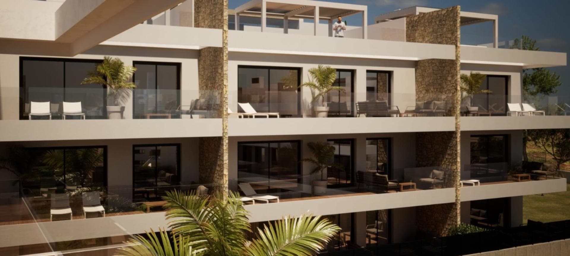 NYBYGG BOLIGKOMPLEKS MED HAVUTSIKT I FINESTRAT&#13;&#13;Nybygg boligkompleks med havutsikt i Finestrat.&#13;&#13;Komplekset består av 9 blokker med 9 leiligheter hver.&#13;Det er 3 typer boliger: 27 toppleiligheter med privat solarium, 27 i første etasje med terrasser og 27 første etasjer med privat hage.&#13;Alt i et privat og eksklusivt miljø, for å nyte sportsaktiviteter og underholdning.&#13;og underholdning.&#13;&#13;Husene har sin moderne og eksklusive design, og er utstyrt med den nyeste&#13;konstruksjonsteknologier som brukes til komfort, termisk og akustisk isolasjon, aerotermisk energi, klimaanlegg, etc.&#13;&#13;Designet i et privat luksuriøst miljø med felles svømmebasseng med separat område for barn og voksne. Store private hageområder. Treningsstudio med boblebad, garderober og dusjer. Avslapningsområde. Lekeområde for barn.&#13;&#13;Herfra kan du nyte privilegert utsikt over Middelhavet, samt den fantastiske og spektakulære skyline av Benidorm.&#13;&#13;Finestrat ligger i Marina Baixa-regionen på Costa Blanca, nær nabobyen Benidorm og omtrent 40 kilometer fra byen Alicante og den internasjonale flyplassen.&#13;&#13;Benidorm ligger bare en fem minutters kjøretur fra eiendommene og tilbyr alle tjenestene du trenger, inkludert butikker, barer, restauranter, supermarkeder, banker, apotek og flere private internasjonale skoler.&#13;&#13;Nær strendene Levante, Poniente og Cala de Finestrat, med mer enn 6 km lengde som er blant de beste i Europa tildelt av EU med blått flagg.&#13;&#13;Alle fritidstjenester som fornøyelsesparkene Aqua Natura, Terra Mítica, Terra Natura, Aqualandia og Mundomar, golfbanene Sierra Cortina og Villaitana, fotturer og klatring i Puig Campana, en enestående natur eller vannsport.&#13;