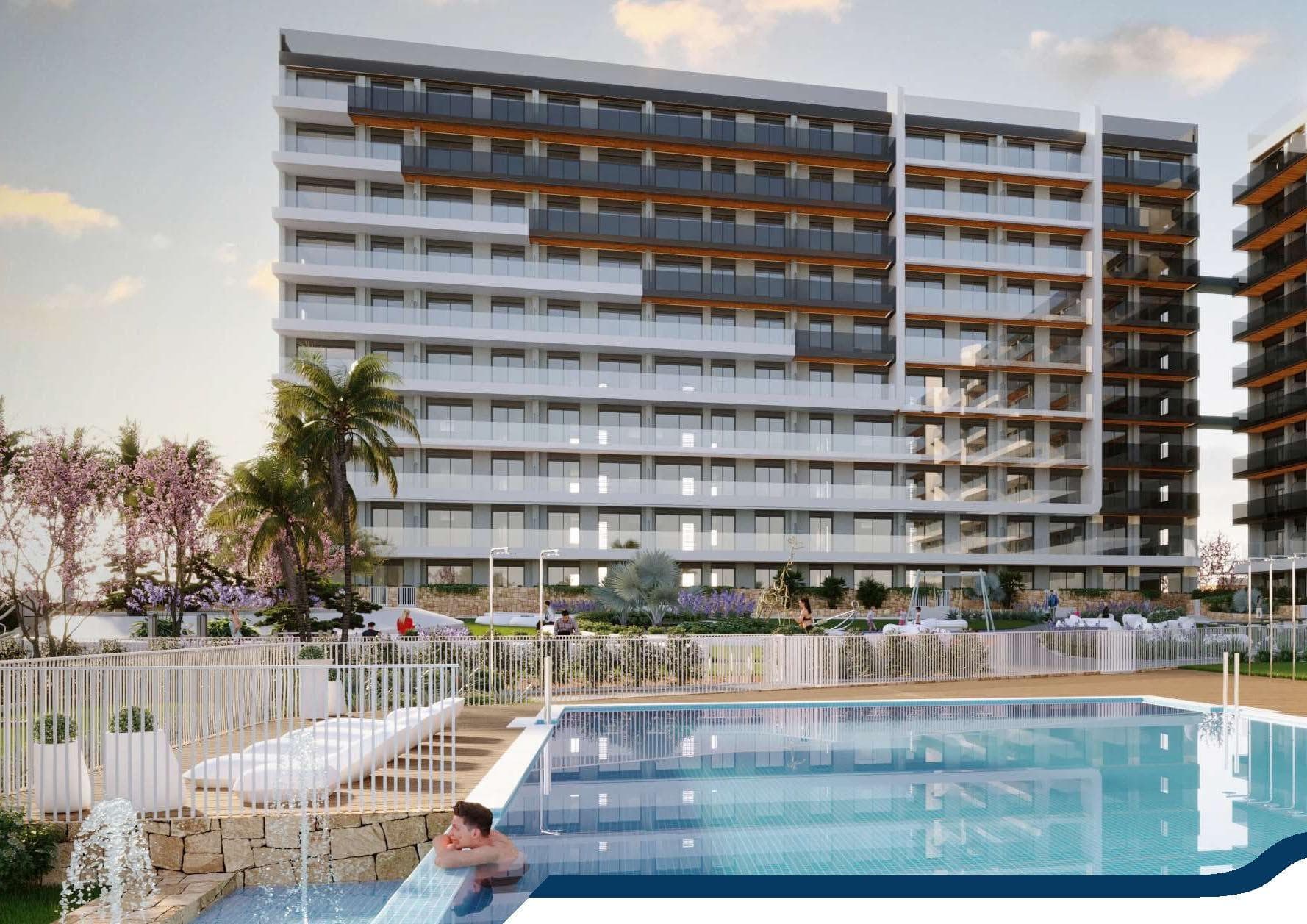NEW BUILD RESIDENTIAL COMPLEX IN PUNTA PRIMA

New Build residential complex of 220 apartments in Punta Prima, Torrevieja.

Apartments with 2 and 3 bedrooms and 2 bathrooms, open plan kitchen with living room, fitted wardrobes, all of them with large terraces.

Ground floor apartments with garden and penthouses with solarium. 

All homes are delivered with an underground parking space.

The residential has garden areas with swimming pools and paddle tennis court. Children can enjoy their own children's pool, as well as a children's play area.

Punta Prima, located just 5 km from Torrevieja, is characterized by good communication and health infrastructures, the proximity to Alicante airport, and the number of services open throughout the year.

Just 10 km away we can find the golf courses of Villamartín, Campoamor, Las Ramblas, Las Colinas and Lo Romero, as well as the commercial centres of La Zenia and Habaneras.