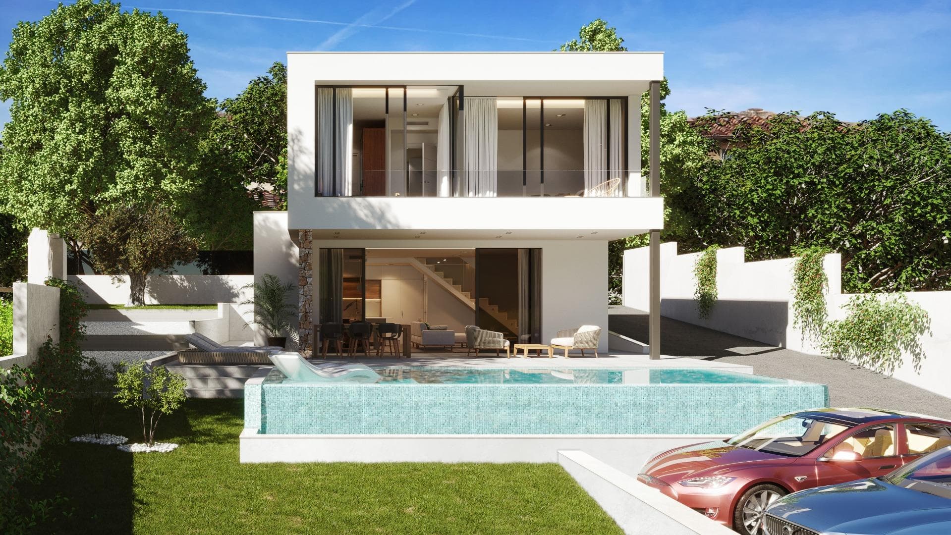NEW BUILD VILLAS IN PINAR DE CAMPOVERDE

2 Luxury New Build villas with infinity pool and jacuzzi area, large plot of 700 m2, big terrace and private garden that surrounds the property allows you to enjoy all hours of sunshine, every day of the year.

The property has 4 bedrooms and 3 fully-fitted bathrooms. Designed on two levels with a contemporary style and open plan concept, comprising a fully-fitted kitchen and lounge-dining room.

The property will meet the highest standards and will be equipped with:

Infinity private pool with jacuzzi area and solar shower
Terrace areas
Fully-fitted kitchen: Integrated Fridge. Induction hob on island, extractor fan embedded on ceiling. Elevated oven and microwave. Integrated dishwasher
Washing machine in laundry room
Fully-fitted bathrooms: vanity unit with built-in wash basin and mirror. Built-in shower tray in embedded stoneware, ground level. Glass shower panel and undefloor heating
Fitted wardrobes with drawers
Interior and exterior lighting
Installation of video intercom
Pre-installation for air conditioning
Garage gate with motor

Villa is located in Pinar de Campoverde (Alicante), surrounded by services, sports facilities, near several Golf Courses such as Las Colinas and Lo Romero Golf, plus being 10 minute far from Mar Menor and Mediterranean beaches.