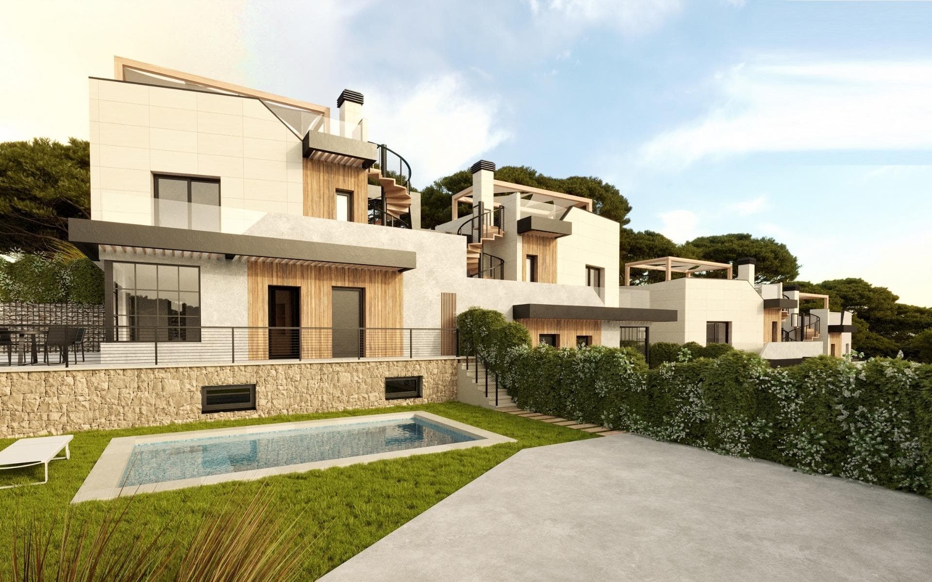 ADOSADOS DE OBRA NUEVA EN POLOP

Adosados y villas pareadas modernas de obra nueva con varias terrazas y solarium, totalmente vallados, con zona de aparcamiento para vehículos y piscina privada en Polop.

Viviendas modernas con 3 amplios dormitorios con armarios empotrados (el principal en planta baja, con baño y vestidor en suite), 2 amplios baños, gran salón-comedor con cocina abierta, amplias terrazas.

Cocina equipada con muebles bajos y encimeras de silestone, con vitrocerámica, horno, campana extractora, frigorífico, lavadora, lavavajillas y aerotermo.

Primeras calidades: carpintería interior en madera y laminados lacados en blanco, carpintería exterior en pvc gris antracita con doble acristalamiento y rotura de puente térmico, y persianas automáticas con lamas de aluminio, suelos cerámicos de 1ª calidad antideslizantes, paredes lisas, puerta de seguridad con 5 puntos de anclaje, amplios armarios empotrados. 

La ciudad de Polop ofrece un sorprendente abanico de opciones para los amantes de la vida al aire libre rodeados de naturaleza y una paz inigualable.

El municipio disfruta de un clima mediterráneo con temperaturas más frescas y aire más limpio, situado a menos de 10 kilómetros de Benidorm, Altea y sus playas.

Se extiende desde los ríos Guadalest y Algar hasta la localidad de Villajoyosa, incluyendo las playas del Albir y Benidorm; hacia el interior limita con Callosa y Guadalest.