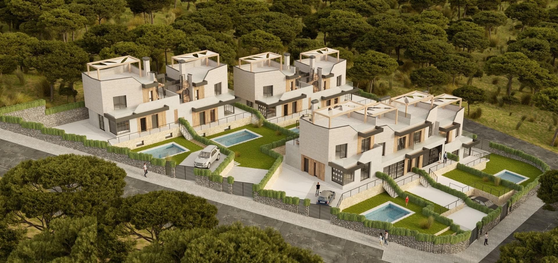 PAREADOS DE OBRA NUEVA EN POLOP

Adosados y villas pareadas modernas de obra nueva con varias terrazas y solarium, totalmente vallados, con zona de aparcamiento para vehículos y piscina privada en Polop.

Viviendas modernas con 3 amplios dormitorios con armarios empotrados (el principal en planta baja, con baño y vestidor en suite), 2 amplios baños, gran salón-comedor con cocina abierta, amplias terrazas, gran semisótano con ventanas.

Cocina equipada con muebles bajos y encimeras de silestone, con vitrocerámica, horno, campana extractora, frigorífico, lavadora, lavavajillas y aerotermo.

Primeras calidades: carpintería interior en madera y laminados lacados en blanco, carpintería exterior en pvc gris antracita con doble acristalamiento y rotura de puente térmico, y persianas automáticas con lamas de aluminio, suelos cerámicos de 1ª calidad antideslizantes, paredes lisas, puerta de seguridad con 5 puntos de anclaje, amplios armarios empotrados. 

La ciudad de Polop ofrece un sorprendente abanico de opciones para los amantes de la vida al aire libre rodeados de naturaleza y una paz inigualable.

El municipio disfruta de un clima mediterráneo con temperaturas más frescas y aire más limpio, situado a menos de 10 kilómetros de Benidorm, Altea y sus playas.

Se extiende desde los ríos Guadalest y Algar hasta la localidad de Villajoyosa, incluyendo las playas del Albir y Benidorm; hacia el interior limita con Callosa y Guadalest.