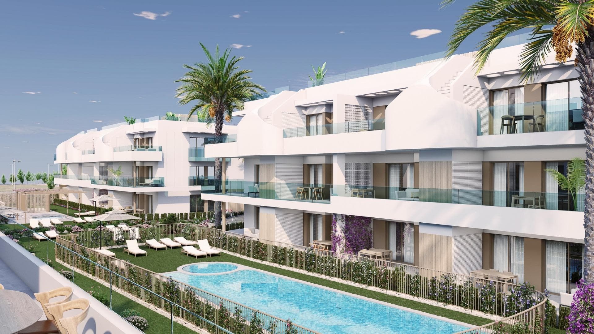 RESIDENCIAL DE OBRA NUEVA EN PILAR DE LA HORADADA

Residencial de obra nueva de apartamentos y áticos con excepcionales acabados en Pilar de la Horadada.

Apartamentos en planta baja con jardín privado, apartamentos en planta media con amplias terrazas y áticos en planta alta con solarium privado.

La cocina se entrega totalmente amueblada, dejando espacio suficiente para que usted elija los electrodomésticos según sus preferencias.

Sólo se han utilizado materiales nobles, como carpintería interior íntegramente de madera y ventanas exteriores Climalit/aluminio, ideales tanto por su diseño como por el alto nivel termo-acústico que poseen.

Todas las terrazas están orientadas al sur.

Puertas automáticas en el residencial, tanto para el acceso peatonal como para el acceso de vehículos.

El edificio está rodeado de zonas ajardinadas, contará además con piscina comunitaria, aparcamiento dentro del complejo y cada vivienda dispone de su propio trastero privado.

En las inmediaciones de este residencial encontrará todas las facilidades de transporte público, colegios, supermercados, centros comerciales, campos de golf y fantásticos parques municipales con sus zonas infantiles.

Todo a tu alcance para que disfrutes de una excelente ubicación.

Pilar de la Horadada es un típico pueblo español en la parte más meridional de la Costa Blanca.

La gran calle principal tiene supermercados, muchas tiendas, restaurantes y bares y algunas plazas encantadoras.

Las hermosas playas de Torre de la Horadada y Mil Palmeras con paseo marítimo de arena fina está a sólo 5 minutos.

Los aeropuertos de Corvera (Murcia) y Alicante están respectivamente a 40 y 55 minutos.