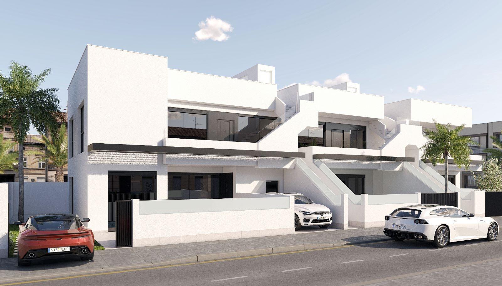 NEW BUILD BUNGALOWS IN SAN JAVIER

New Build project with only 6 bungalow apartments, 3 ground floor and 3 top floor apartments, all them with a private pool in San Javier, less than 100m from the beach!

Modern New Build bungalows with 3 bedrooms and 2 bathrooms, open plan kitchen with spacious living room, fitted wardrobes, terrace, private parking space.
The ground floor properties will have a back and a front garden with pool and the top floor properties will have a solarium with pool.

San Javier is close to all amenities with easy access to the beach, water sports, shops and the transport network.

Here you can enjoy all of the facilities that San Javier has to offer such as the local shops, bars and restaurants as well as being near to shopping centres, the airport of Murcia and all of the beautiful places to be found along the Mar Menor.

Corvera/Murcia airport is 30 minutes away and Alicante airport is 45 minutes away.