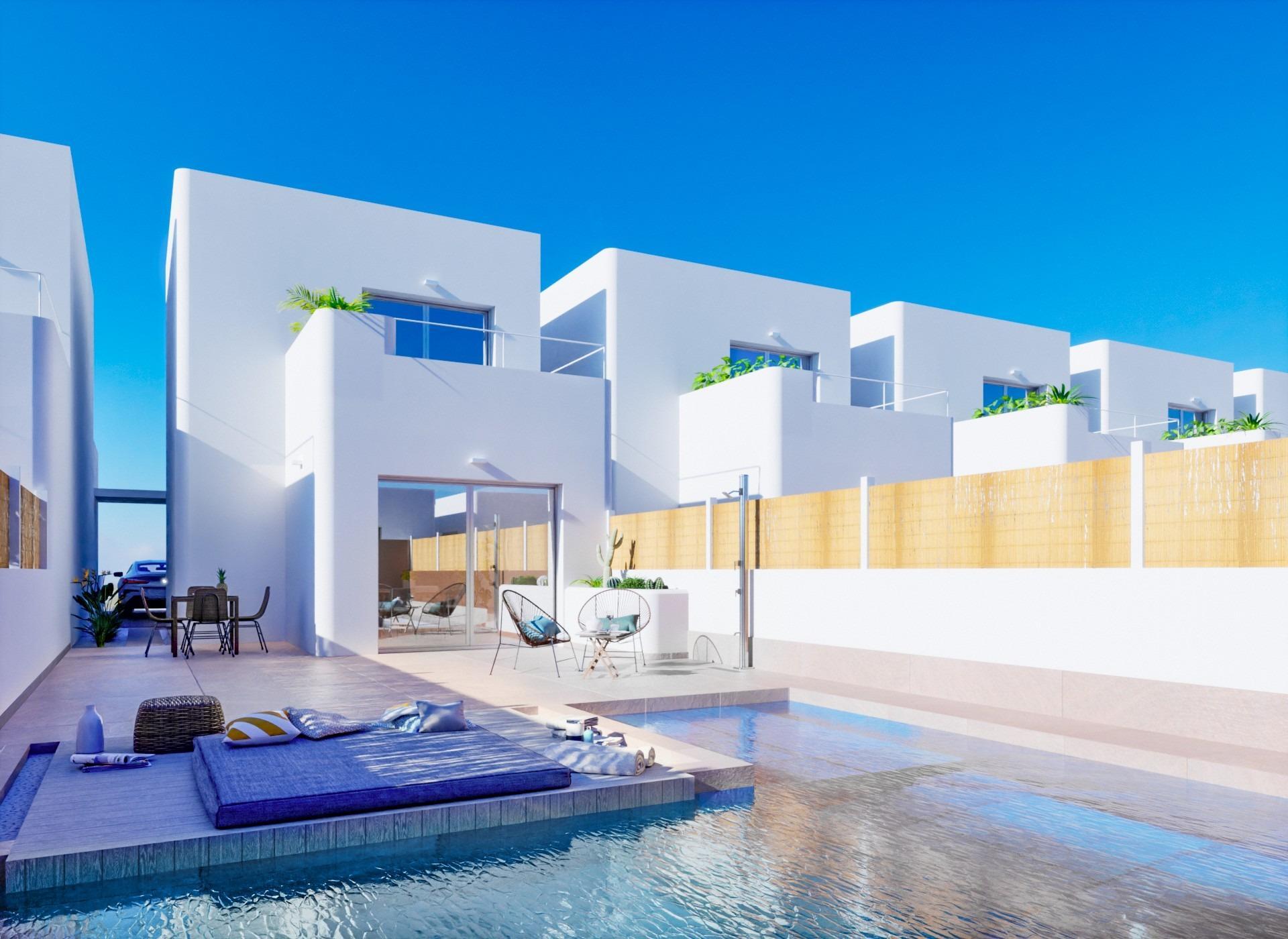 NYBYGDE VILLAER I IBIZENKISK STIL I LOS ALCAZARES

Villaer i Ibiza-stil bygget over 2 etasjer, har 3 soverom, 2 bad, stue, kjøkken, terrasse, parkeringsplass og privat basseng. 

Mulighet for privat solarium mot en ekstra kostnad.

Nøye utformede boliger med materialer av høy kvalitet for å tilfredsstille de mest krevende kundene.



Villaene ligger 1 km fra stranden og byen Los Alcázares, hvor du kan utøve forskjellige vannsport, omgitt av flere golfbaner.

Byen Cartagena ligger mindre enn 15 minutter med bil og 30 minutter fra Murcia Corvera flyplass.