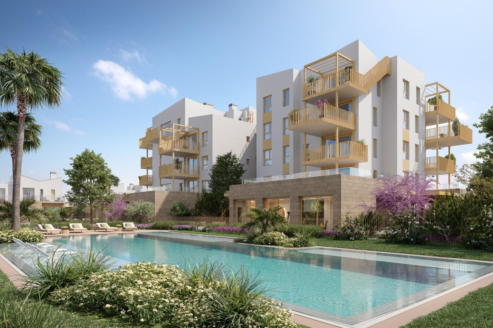 RESIDENCIAL DE OBRA NUEVA EN EL VERGEL

Conjunto residencial de obra nueva de 65 modernos apartamentos de 2 dormitorios y adosados de 2 y 3 dormitorios en El Vergel.

Siguiendo el enfoque de sostenibilidad y eficiencia energética del conjunto residencial los diseñadores han creado un proyecto donde predominan las viviendas unifamiliares adosadas. 
Este concepto residencial proporciona un entorno donde los espacios comunes son accesibles a todos los residentes, mientras que cada vivienda dispone de sus propios espacios privados, tanto interiores como exteriores, para el disfrute diario.

Las zonas comunes respiran un ambiente natural y acogedor. Al explorar sus diferentes áreas, encontrará espacios perfectos para pasear, hacer deporte y, sobre todo, montar en bicicleta.

Experimente un estilo de vida único en una comunidad residencial, donde cada detalle está pensado para su comodidad y disfrute. Sumérgete en la refrescante piscina, entrena en el gimnasio, relájate en la sauna y comparte momentos inolvidables con familiares y amigos en el club social.

Equipamiento:
Piscina
GIMNASIO
Sauna
Jardines
Club social en primera línea
Punto de playa
Energía sostenible

El complejo residencial disfruta de una zona comunitaria que le permitirá disfrutar de la playa de La Almadraba en su más pura esencia. Los residentes tendrán acceso a este espacio a pie de playa donde podrán organizar sus propios eventos, aparcar sus bicicletas, guardar el material náutico y darse una ducha o un chapuzón en la piscina después de disfrutar del mar.

Una puerta al mar a orillas de la playa de La Almadraba en Denia.