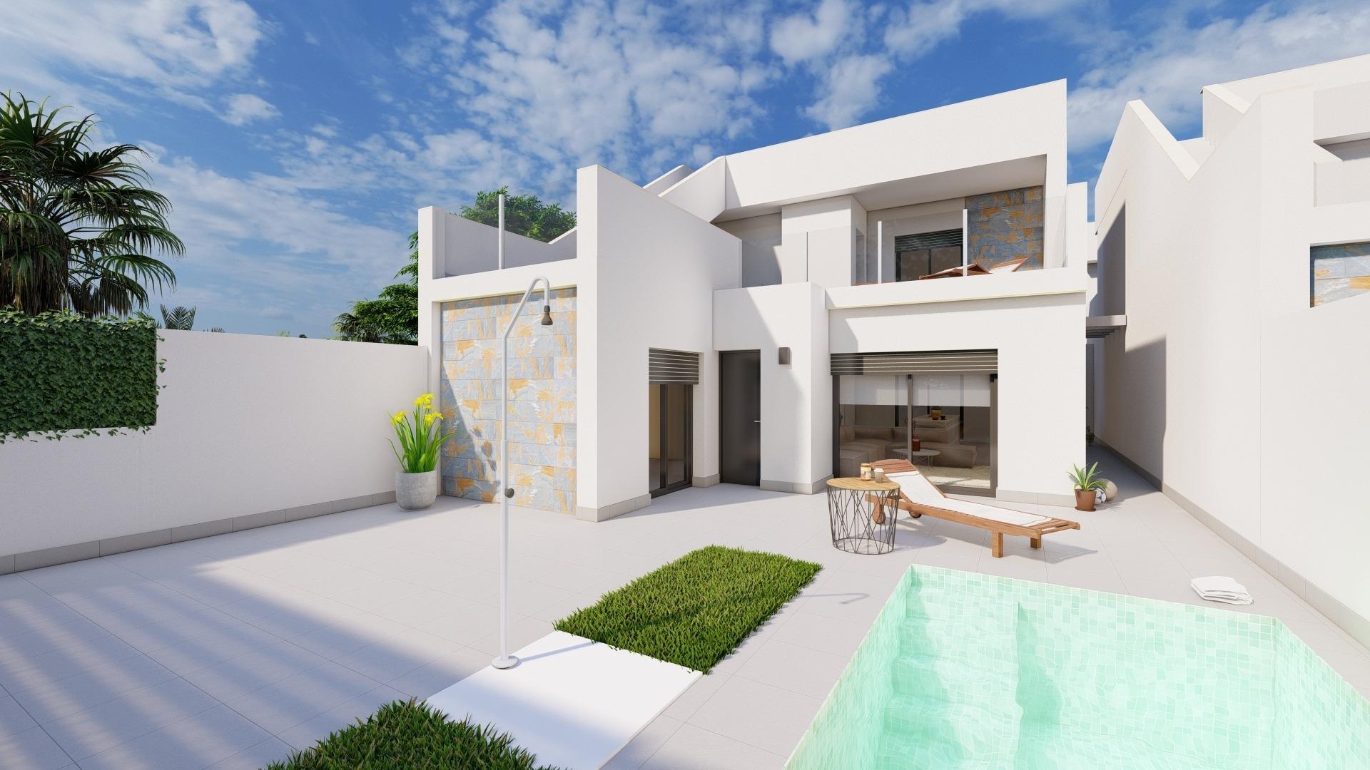 NEW BUILD TOWNHOUSES IN RODA GOLF

New Build residential of townhouses in Roda golf resort.

Residential consisting of 5 beautiful townhouses, each one with 3 bedrooms and 3 bathrooms and its own private pool. 

All townhouses have terraces on the ground floor and a spacious solarium on the first floor, allowing for year-round sun enjoyment.


Perfect location overlooking the golf course, 20 minutes from Murcia airport and 10 minutes from the Mar Menor and the Mediterranean beaches.

Roda is the ideal golf course to practice your favourite sport and enjoy your holidays in the Mar Menor, Murcia. Considered one of the best golf courses in Murcia, Roda Golf is located in a paradisiacal setting where the beautiful nature vibrates harmoniously with the shores of the Mediterranean Sea.

An unforgettable experience for you and your family, our golf course offers activities and facilities for any child or adult, regardless of their level of golf. The climate is temperate, the sun shines almost 300 days a year and the average temperature is around 21 oC.