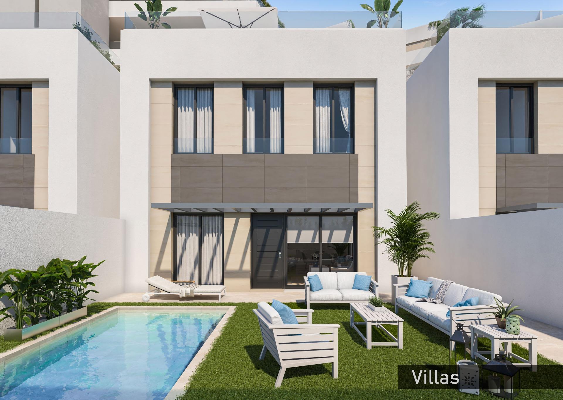 COMPLEJO RESIDENCIAL DE OBRA NUEVA EN AGUILAS&#13;&#13;Exclusivo complejo residencial de apartamentos y villas de obra nueva en Aguilas.&#13;&#13;El complejo de obra nueva consta de 36 apartamentos de 3 y 2 dormitorios distribuidos en 4 modernos bloques, dotados de 2 piscinas comunitarias y garaje comunitario con plaza de aparcamiento y trastero para cada vivienda; y 10 elegantes villas de 4 dormitorios y 3 baños, cada una con su propia piscina privada. &#13;&#13;Este complejo residencial ha sido diseñado pensando en la excelencia, ofreciendo amplias terrazas en las plantas baja y primera y solariums en las plantas superiores, donde la vista del horizonte se convierte en un lienzo de experiencias.&#13;Las viviendas disponen de cocinas y baños totalmente equipados y preinstalación de aire acondicionado por conductos.&#13;&#13;Complejo situado a 800 metros del mar, junto a un Centro Comercial.&#13;&#13;Aguilas se encuentra en una zona excepcional de la Costa Cálida a tan solo 50 minutos del nuevo aeropuerto de Murcia o Almería y a 1h30 del aeropuerto de Alicante.&#13;&#13;Águilas es una pequeña ciudad con muchos servicios, una larga playa para pasear y relajarse al sol. Es un enclave perfecto para el buceo, los deportes náuticos, el senderismo y el golf.&#13;&#13;Cuenta con 28 kilómetros de litoral en los que hay 35 playas con diferentes tipos de espesores de arena situadas en diferentes paisajes, desde calas y playas vírgenes en entornos naturales hasta las playas urbanas de la ciudad de Águilas.&#13;Su clima desértico y cálido está presente todo el año con una media anual de 22º con temperaturas suaves en invierno y muy calurosas en verano.&#13;