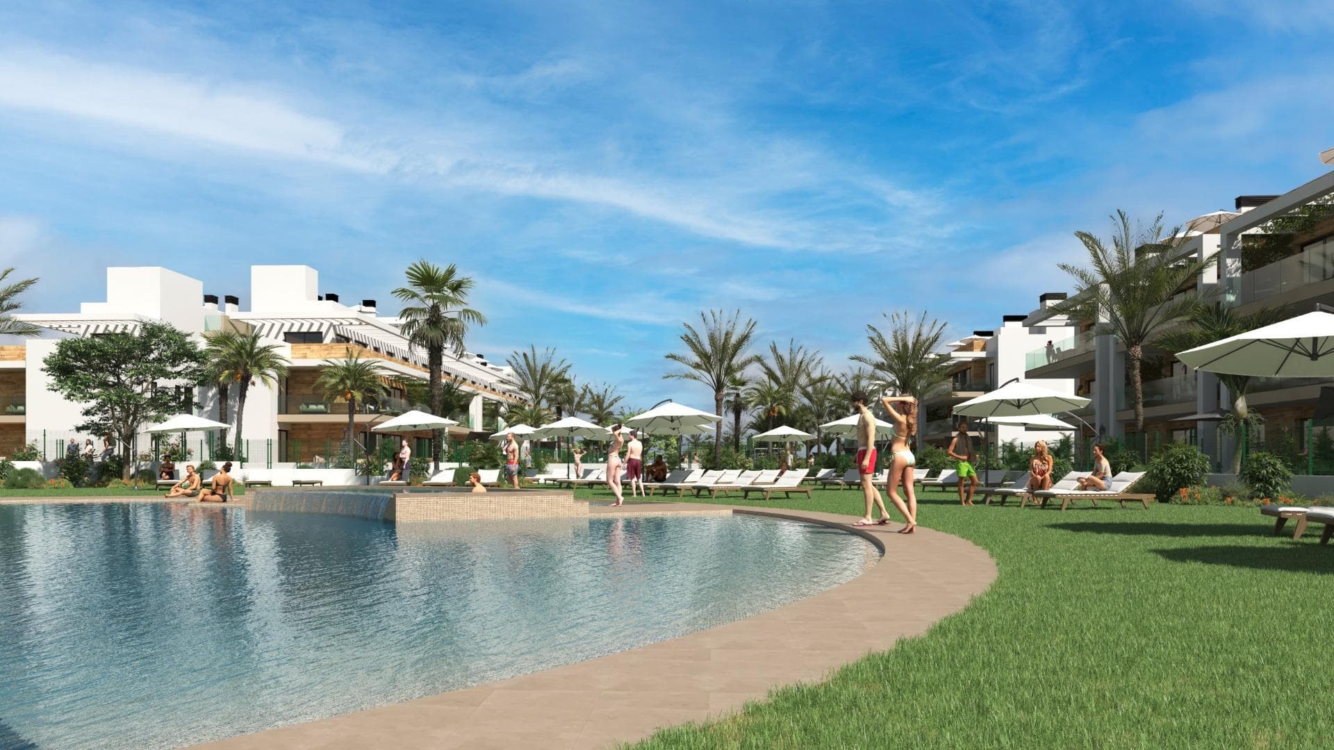 NUEVO COMPLEJO RESIDENCIAL CERCA DE LA SERENA GOLF, LOS ALCAZARES

Este increíble complejo de obra nueva estará formado por 244 apartamentos de 2 y 3 dormitorios, divididos en 8 bloques y 20 Villas privadas.

Apartamentos modernos en 3 plantas (planta baja más 2), planta baja con bonitos jardines, y algunos de ellos con piscina privada y segunda planta con bonitas terrazas y solariums privados.

Apartamentos en esquina (4 por planta) y los de planta alta tienen 3 dormitorios y el resto 2 dormitorios.
 
Viviendas orientadas al Este con vistas a las zonas comunes y al Oeste con maravillosas vistas al campo de golf.

Complejo con piscina comunitaria y zonas comunes.

Cada apartamento tiene su propia plaza de aparcamiento y trastero privado en el sótano, incluido en el precio.

Residencial situado en primera línea del prestigioso campo de golf "La Serena Golf". Este campo de golf es muy conocido por sus lagos y vegetación que se entrelazan con el campo de golf. El agua y los lagos están presentes en 16 de los 18 hoyos, pero todo el recorrido está diseñado para ofrecer al golfista diferentes estrategias en cada hoyo. Otro aspecto que hace único a este campo de golf es que está conectado a pie con el centro de la ciudad, algo imposible de encontrar en otros lugares de golf que nos permiten disfrutar de la tranquilidad y la belleza de la zona sin renunciar al acceso a los servicios que ofrece Los Alcázares.

Los Alcázares una zona excepcional en la Costa Cálida a tan sólo 25 minutos del aeropuerto de Murcia y 55 min del aeropuerto de Alicante. La zona está conectada a través de autovía con las ciudades de Cartagena, Murcia y Alicante y el resto de playas de la Costa Cálida y la Costa Blanca.