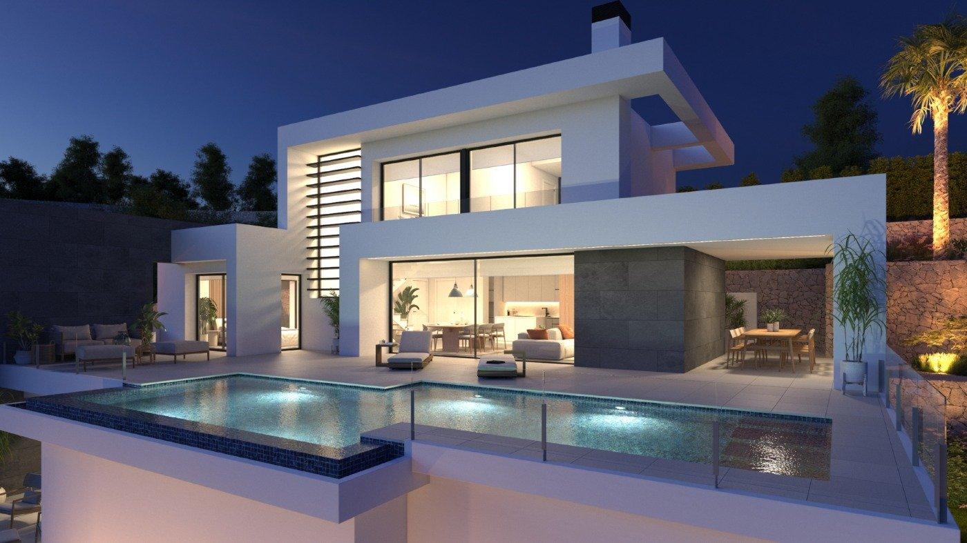 NEW BUILD VILLA WITH THE SEA VIEWS IN CUMBRE DEL SOL

New Build luxury villa with private pool and sea views in the Residential Resort Cumbre del Sol, in Benitachell, on the Costa Blanca North, between Alicante and Valencia city.

A modern design and an elegant and bright layout are the keys to this villa with 3 bedrooms, all with en-suite bathrooms, with the master bedroom also having a large dressing room. The ground floor of this property allows us to extend it to 4 bedrooms.

The main floor is characterised by open-plan spaces, where the kitchen and living-dining room are joined together and open onto the main terrace with a beautiful private infinity pool and the porch.

Its layout and design have been conceived to make the most of the sea views, both from the bedrooms and from the living-dining room. At the same time, special attention has been paid to privacy, incorporating a vertical wall that not only provides privacy to the main terrace, but also stands out as a decorative element.

A comfortable and sustainable villa, with underfloor heating through aerothermal heating, fireplace, installation of a self-consumption photovoltaic system, pre-installation of the necessary plug for charging electric cars, selection of materials that provide quality and warmth to the house.


At the most easterly point of the province of Alicante, Spain, lies the Residential Resort Cumbre del Sol. Residents and guests are the first to greet the majestic sun each morning as it rises over the calm waters of the Mediterranean Sea.

From our exclusive viewpoint, on the highest point of the municipality of Benitachell, Cumbre del Sol offers panoramic views over the sea and the natural parks that surround us from Jávea to Moraira.

Discover exclusive resort on the Costa Blanca and discover our wonderful first-class flats and villas, incredible sports and leisure facilities and complete range of services for those fortunate enough to make Cumbre del Sol their home.

Benitachell located 65 minutes from Alicante airport and 1,5 hour Valencia airport.