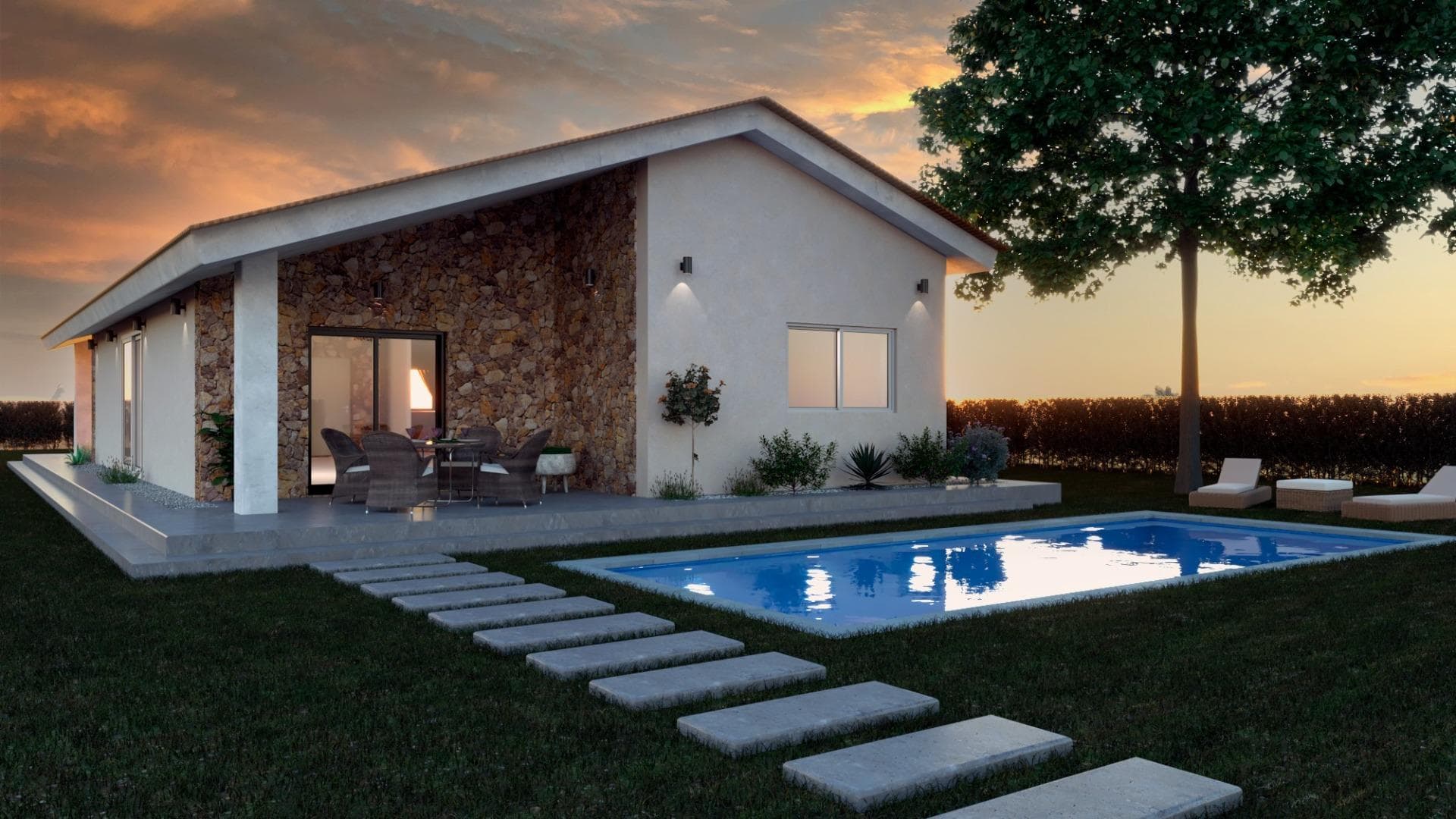 VILLAS DE OBRA NUEVA EN MORATALLA, MURCIA

Promoción de obra nueva situada en Campo de San Juan, Moratalla, Murcia.

Se trata de un lujoso complejo de 7 villas independientes construidas en una sola planta sobre una parcela de 750 m2 con piscina privada y zonas de terrazas que permiten disfrutar del sol todos los días del año. 

Cada vivienda dispone de 3 dormitorios y 2 baños, diseñadas con un estilo contemporáneo y un concepto de vida de planta abierta compuesto por una cocina equipada y un agradable salón-comedor.

El Campo de San Juan, en Moratalla, Región de Murcia, es en esta época del año una auténtica explosión de olores y colores propios de la época estival. Junto a otras plantas aromáticas silvestres como el tomillo y el romero, los cultivos de espliego y lavandín adornan estas tierras altas del noroeste murciano.
La 'pequeña Provenza' se manifiesta en la floración, junto a las manos de los artesanos locales de la esencia, que cortan los tallos de estas plantas aromáticas para producir la base de múltiples perfumes que podemos encontrar en los pequeños frascos de las grandes cadenas comerciales, adornados con fotografías de famosos y el correspondiente marketing, pero cuya base se cultiva en el entorno de estos campos de montaña, rodeados de un entorno natural como pocos en esta región.
Estas son algunas de las fotografías e imágenes que puedes ver en un paseo por estas tierras, y no olvides frotarte las manos con sus mazorcas, para empaparte de la tan apreciada esencia de estos cultivos que nos transportan entre aromas y colores a un entorno único en el sureste español.