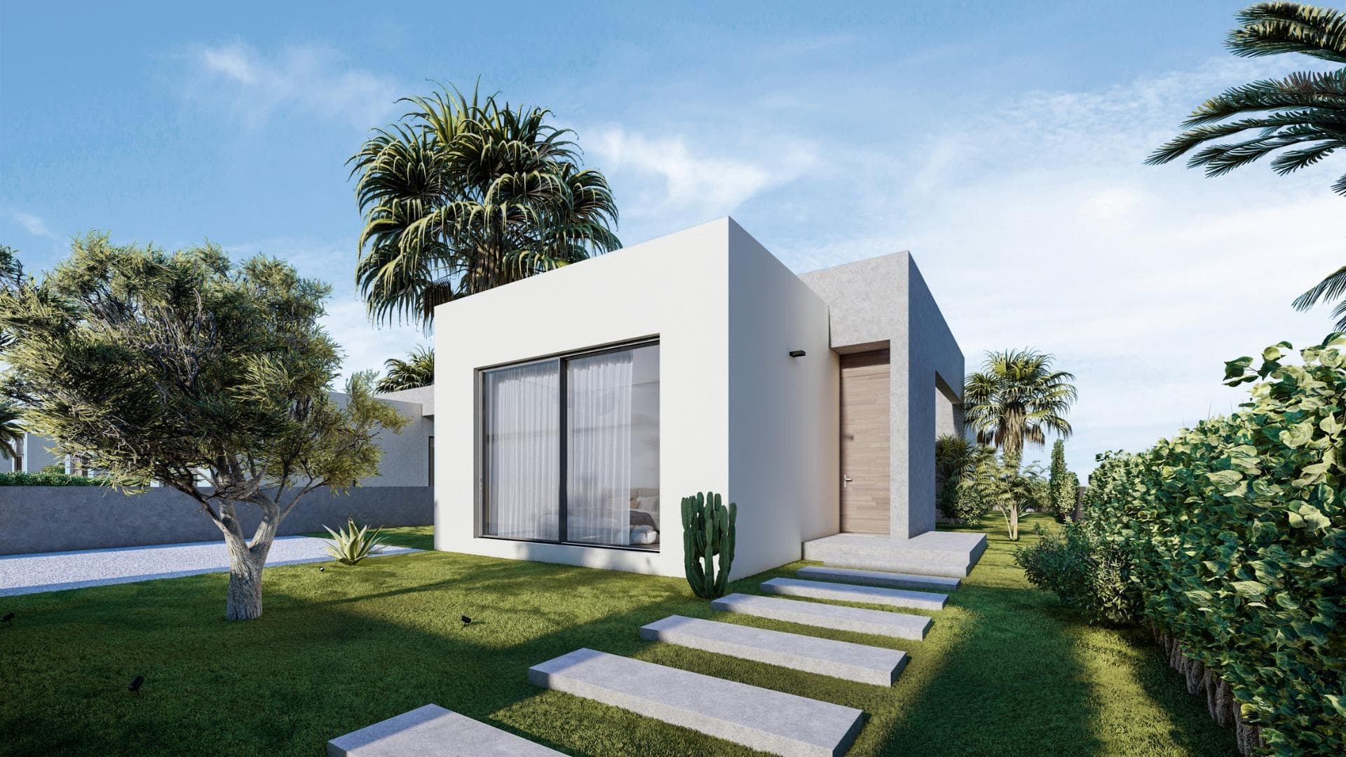 NYBYGDE VILLAER I ALTAONA GOLF RESORT, MURCIA

Nybygg et ekstraordinært villaområde som ligger i det vakre Altaona Resort i Murcia. Denne eksklusive enklaven gir en ideell setting for å oppleve den sømløse sammensmeltingen av luksusliv og den rolige middelhavsstilen. Føl hvordan landskapet kommer inn i hjemmet gjennom de store vinduene. Hagen får en stor tilstedeværelse og utgjør en del av selve essensen av villaen. Innvendig er de romslige og lyse, designet for å la middelhavslyset strømme gjennom rommene.

Nybygde villaer med åpen kjøkkenløsning, 2 soverom, 2 bad, terrasse, privat hage med basseng og parkeringsplass.

Funksjoner:
- Eiendommene har energisertifikat A.
- Kanalisert klimaanlegg med varmepumpe. Gjennomgående i hele huset unntatt badene.
- Elektrisk gulvvarme i stuen og badene med individuell termostat per sone.
- Luftfornyelsessystem på kjøkken, bad, vaskerom og gjestetoalett.
- Kjøkkenet har avtrekksvifte og elektrisk induksjonstopp med 3 kokepunkter.
- Inkluderer LED-belysning i stuen, gangen og utvendig. Resten av rommene er forberedt for at den fremtidige eieren kan installere sin egen belysning.
- USB-kontakter i alle soverom.
- Elektronisk intercom for tilgang fra utsiden til den indre stien. Dørklokke ved inngangen til eiendommen.
- Hjemmeautomatiseringssystem med to smarte brytere.
- Privat anlagt hage med dryppvanningssystem og basseng.
- Utvendig inngjerding av urbanisasjonen.
- Porter for tilgang til kjøretøy til urbanisasjonen: Skyveport i metall med fjernåpningssystem.

Boligen ligger i Altaona Golf bare 15 minutter med bil fra sentrum av Murcia hovedstad og 20 minutter fra strendene, kan du nyte roen og sikkerheten som tilbys av golfbanen som har 18 hull og komforten til å bo i nærheten av alle tjenester.
Murcias flyplass Corvera ligger bare 15 minutters kjøretur unna.