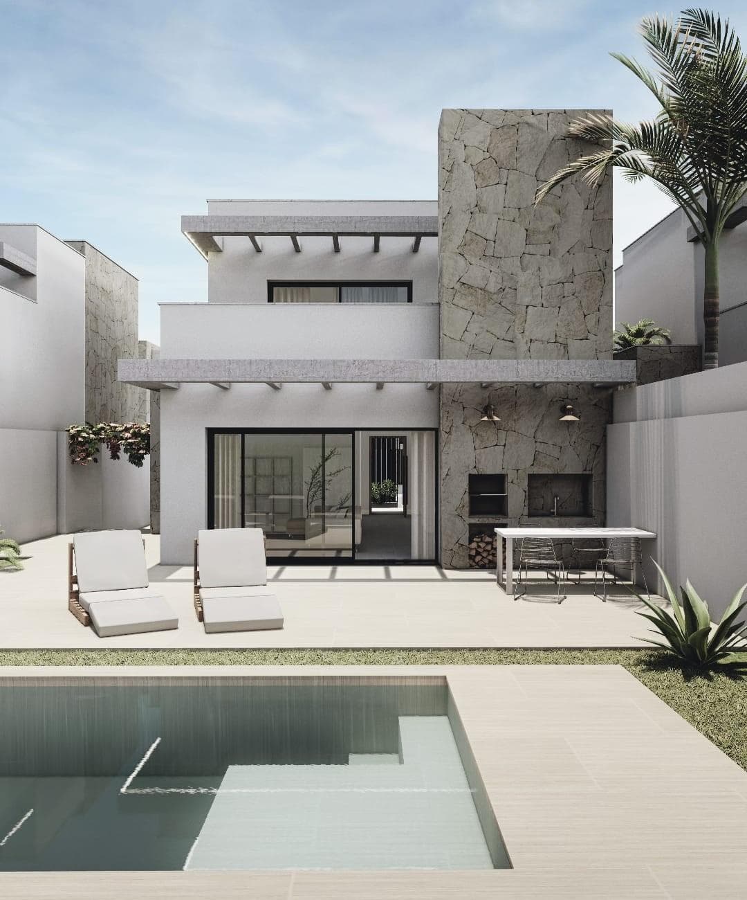 VILLAS DE OBRA NUEVA EN SAN JUAN DE LOS TERREROS

La arquitectura contemporánea e innovadora de las villas modernas llega para crear un complejo residencial situado en la localidad de San Juan de los Terreros en Pulpí, Almería, en el sur de España.

Estas cuidadas viviendas y complejo residencial combinan un excepcional nivel de diseño y calidad con los más altos estándares de sostenibilidad y bienestar. Viviendas meticulosamente diseñadas por el equipo técnico de arquitectos, para que la luz, la amplitud y la orientación doten a cada vivienda y parcela de un carácter especial. Espacios únicos que abren la puerta a un nuevo estilo de vida para disfrutar.

La cimentación y estructura de las viviendas están resueltas con hormigón armado y bajo garantía decenal. 
Fachadas diseñadas para reducir la demanda energética de la vivienda, combinadas con diversos materiales para conseguir una estética coherente en cuanto a composición y color como se refleja en la infografía.
Amplias terrazas dotadas de sólidos antepechos para proporcionar seguridad en las barandillas de las terrazas, otorgando amplitud y luminosidad. 
Los cerramientos exteriores de la parcela se tratarán con los mismos materiales utilizados en la vivienda, garantizando la integración en el conjunto residencial.
Cubiertas planas ventiladas y aisladas sobre forjados, con diferentes acabados según su ubicación y uso. 
La puerta de entrada a la vivienda será blindada. Las puertas del dormitorio principal, baños secundarios y aseos incluirán cerraduras. 
La carpintería exterior constará de ventanas y balconeras de Aluminio lacado 
con persianas enrollables de lamas de aluminio, motorizadas en salones. 
Sistema de video portero, que garantiza el control de acceso individual para cada una de las viviendas. 
Los cuartos de baño estarán equipados con lavabo, inodoro y ducha, y los aseos dispondrán de inodoro y lavabo. 
Los baños cuentan con sanitarios de diseño moderno, de porcelana vitrificada acabada en blanco, de la marca Roca y modelo Gap, con grifería monomando cromada o negro mate a elegir. 
Las mamparas de ducha irán fijadas con cristal templado de 8mm con una longitud de 80cm. 
Cada preinstalación está diseñada para un sistema de hasta 10 paneles, que pueden instalarse con un inversor solar conectado a la red eléctrica de la vivienda para minimizar el consumo eléctrico. 
Estos paneles se integrarán en el tejado, en la zona de instalación, ocultos desde el exterior de la vivienda.
La entrada de aire a las viviendas se asegurará mediante la incorporación de un sistema de microventilación en las ventanas de salones y dormitorios. 
Salida de humos independiente para campana extractora de cocina.
Preinstalación de domótica en la vivienda con preparación para una futura instalación de domótica para control de climatización y calefacción de habitaciones, persianas y posibles sistemas de alarma de intrusión. 
Preinstalación de videovigilancia en la zona de aparcamiento y zonas interiores de la parcela.
Cada vivienda dispondrá de una cocina totalmente instalada y acabada en color blanco mate, según diseño, con sistema GOLA. 
Los armarios interiores serán blancos, con puertas abatibles y cajones con freno bajo placa vitrocerámica, listos para instalar electrodomésticos vistos. Los electrodomésticos no están incluidos. 
Los dormitorios con armarios empotrados se entregarán con puertas correderas en color blanco mate.
Estas viviendas se caracterizarán por su eficiencia y ahorro energéticos, así como por su baja contaminación. 
Están diseñadas con un enfoque de mayor eficiencia para un menor consumo energético, promoviendo un uso racional de la energía a la vez que se cuida el medio ambiente, la calidad y el confort climático dentro de la vivienda. 
Los vidrios de baja emisividad evitan la pérdida de calor hacia el exterior, lo que se traduce en un ahorro económico al retener el calor en la vivienda durante el invierno y evitar la entrada de calor durante el verano. 
Los sistemas de climatización y agua caliente sanitaria están diseñados con sistemas individuales para maximizar el consumo y la eficiencia de cada vivienda.

San Juan de los Terreros es una pedanía costera perteneciente al municipio de Pulpí. Es conocida por sus magníficas playas, las últimas de Andalucía. Frente a la costa de San Juan de los Terreros se encuentran dos pequeños islotes de naturaleza volcánica que forman el Monumento Natural de Isla de Terreros-Isla Negra. El monumento más característico de la localidad es el Castillo de San Juan de los Terreros, construido en 1764 sobre un promontorio desde el que, en días despejados, se divisa gran parte de las costas de Almería y Murcia. Integrado en la tranquilidad y belleza de su propia naturaleza, bañado por playas y calas de aguas cristalinas, clasificadas entre las mejores de España. Rodeado de paisajes naturales protegidos que nos llenan de calma y a la vez, nos recargan de energía, gracias a una vibrante oferta gastronómica, social y deportiva. Restaurantes exclusivos, clubes deportivos y, por supuesto, excelentes campos de golf con vistas al mar como Aguilón Golf. Un destino perfecto para disfrutar en familia durante todo el año.