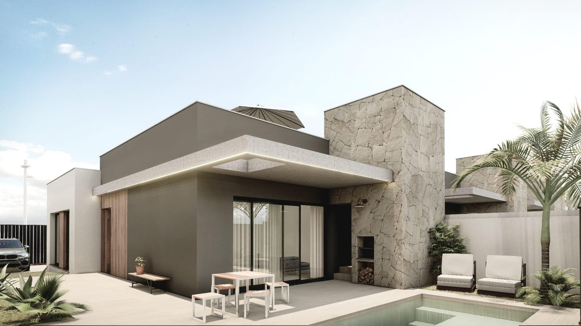 VILLAS DE OBRA NUEVA EN SAN JUAN DE LOS TERREROS

La arquitectura contemporánea e innovadora de las villas modernas llega para crear un complejo residencial situado en la localidad de San Juan de los Terreros en Pulpí, Almería, en el sur de España.

Estas cuidadas viviendas y complejo residencial combinan un excepcional nivel de diseño y calidad con los más altos estándares de sostenibilidad y bienestar. Viviendas meticulosamente diseñadas por el equipo técnico de arquitectos, para que la luz, la amplitud y la orientación doten a cada vivienda y parcela de un carácter especial. Espacios únicos que abren la puerta a un nuevo estilo de vida para disfrutar.

La cimentación y estructura de las viviendas están resueltas con hormigón armado y bajo garantía decenal. 
Fachadas diseñadas para reducir la demanda energética de la vivienda, combinadas con diversos materiales para conseguir una estética coherente en cuanto a composición y color como se refleja en la infografía.
Amplias terrazas dotadas de sólidos antepechos para proporcionar seguridad en las barandillas de las terrazas, otorgando amplitud y luminosidad. 
Los cerramientos exteriores de la parcela se tratarán con los mismos materiales utilizados en la vivienda, garantizando la integración en el conjunto residencial.
Cubiertas planas ventiladas y aisladas sobre forjados, con diferentes acabados según su ubicación y uso. 
La puerta de entrada a la vivienda será blindada. Las puertas del dormitorio principal, baños secundarios y aseos incluirán cerraduras. 
La carpintería exterior constará de ventanas y balconeras de Aluminio lacado 
con persianas enrollables de lamas de aluminio, motorizadas en salones. 
Sistema de video portero, que garantiza el control de acceso individual para cada una de las viviendas. 
Los cuartos de baño estarán equipados con lavabo, inodoro y ducha, y los aseos dispondrán de inodoro y lavabo. 
Los baños cuentan con sanitarios de diseño moderno, de porcelana vitrificada acabada en blanco, de la marca Roca y modelo Gap, con grifería monomando cromada o negro mate a elegir. 
Las mamparas de ducha irán fijadas con cristal templado de 8mm con una longitud de 80cm. 
Cada preinstalación está diseñada para un sistema de hasta 10 paneles, que pueden instalarse con un inversor solar conectado a la red eléctrica de la vivienda para minimizar el consumo eléctrico. 
Estos paneles se integrarán en el tejado, en la zona de instalación, ocultos desde el exterior de la vivienda.
La entrada de aire a las viviendas se asegurará mediante la incorporación de un sistema de microventilación en las ventanas de salones y dormitorios. 
Salida de humos independiente para campana extractora de cocina.
Preinstalación de domótica en la vivienda con preparación para una futura instalación de domótica para control de climatización y calefacción de habitaciones, persianas y posibles sistemas de alarma de intrusión. 
Preinstalación de videovigilancia en la zona de aparcamiento y zonas interiores de la parcela.
Cada vivienda dispondrá de una cocina totalmente instalada y acabada en color blanco mate, según diseño, con sistema GOLA. 
Los armarios interiores serán blancos, con puertas abatibles y cajones con freno bajo placa vitrocerámica, listos para instalar electrodomésticos vistos. Los electrodomésticos no están incluidos. 
Los dormitorios con armarios empotrados se entregarán con puertas correderas en color blanco mate.
Estas viviendas se caracterizarán por su eficiencia y ahorro energéticos, así como por su baja contaminación. 
Están diseñadas con un enfoque de mayor eficiencia para un menor consumo energético, promoviendo un uso racional de la energía a la vez que se cuida el medio ambiente, la calidad y el confort climático dentro de la vivienda. 
Los vidrios de baja emisividad evitan la pérdida de calor hacia el exterior, lo que se traduce en un ahorro económico al retener el calor en la vivienda durante el invierno y evitar la entrada de calor durante el verano. 
Los sistemas de climatización y agua caliente sanitaria están diseñados con sistemas individuales para maximizar el consumo y la eficiencia de cada vivienda.

San Juan de los Terreros es una pedanía costera perteneciente al municipio de Pulpí. Es conocida por sus magníficas playas, las últimas de Andalucía. Frente a la costa de San Juan de los Terreros se encuentran dos pequeños islotes de naturaleza volcánica que forman el Monumento Natural de Isla de Terreros-Isla Negra. El monumento más característico de la localidad es el Castillo de San Juan de los Terreros, construido en 1764 sobre un promontorio desde el que, en días despejados, se divisa gran parte de las costas de Almería y Murcia. Integrado en la tranquilidad y belleza de su propia naturaleza, bañado por playas y calas de aguas cristalinas, clasificadas entre las mejores de España. Rodeado de paisajes naturales protegidos que nos llenan de calma y a la vez, nos recargan de energía, gracias a una vibrante oferta gastronómica, social y deportiva. Restaurantes exclusivos, clubes deportivos y, por supuesto, excelentes campos de golf con vistas al mar como Aguilón Golf. Un destino perfecto para disfrutar en familia durante todo el año.