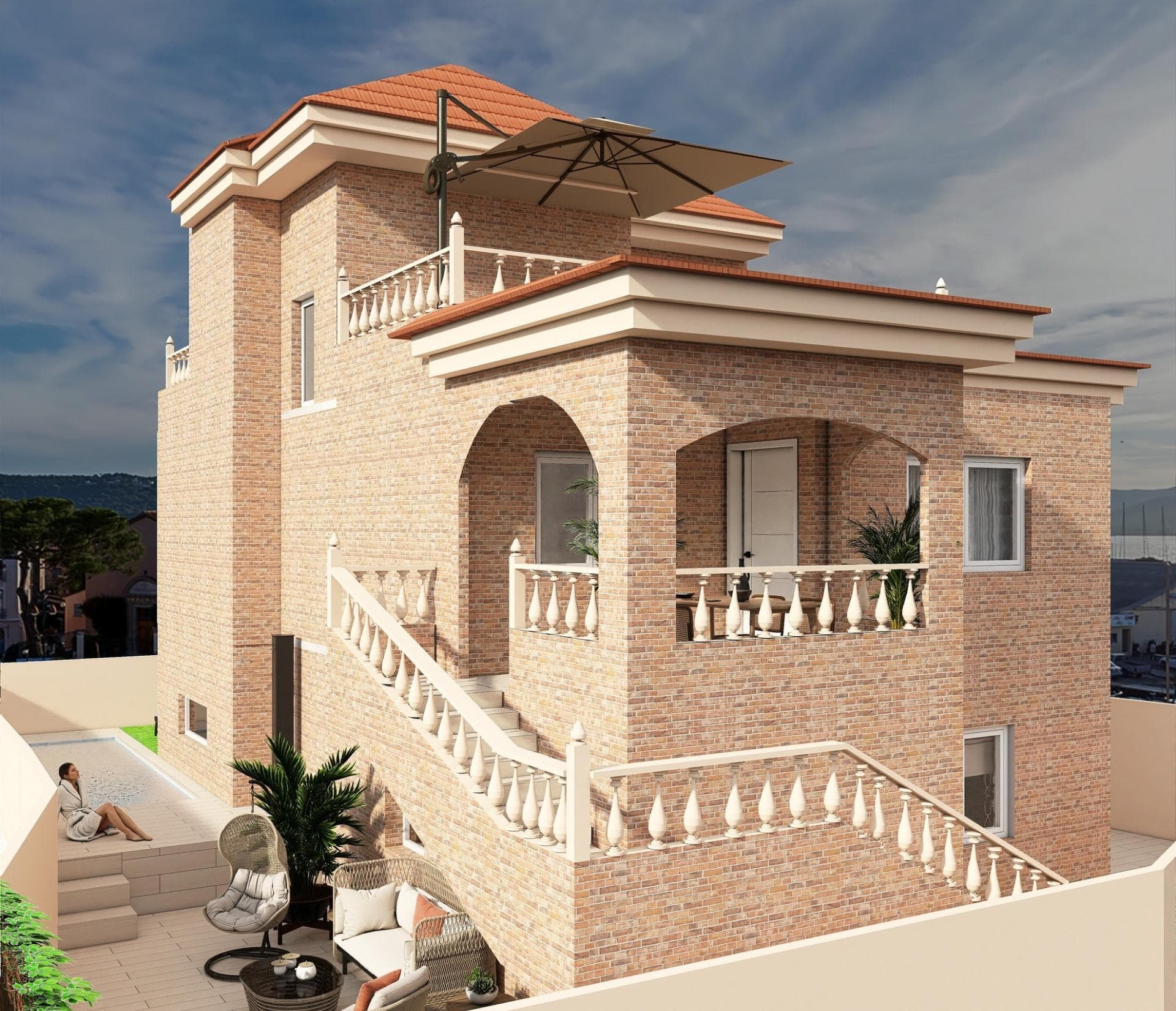 NYBYGD VILLA I ROJALES

Nybygd villa til salgs med en flott beliggenhet i Rojales, ved siden av La Marquesa golfbaner. 
Villaen har 4 soverom, 3 bad, kjøkken i amerikansk stil, stue-spisestue, 3 terrasser, garasje, fritidsrom, hage, privat basseng.
I første etasje av huset finner du en garasje, et fritidsrom og et fullt utstyrt bad. I første etasje av huset finner du en stue, et kjøkken i amerikansk stil fullt utstyrt med hvitevarer av høy kvalitet, to soverom med innebygde garderober og en terrasse med fantastisk utsikt. I øverste etasje av huset, hovedsoverommet med to terrasser og et fullt utstyrt bad. 
Klimaanlegg, svømmebasseng, oppvarmede gulv på badene er inkludert i prisen. 
Denne boligen har også et felles svømmebasseng. 

Rojales ligger 15 minutters kjøring til noen av de vakreste strendene i Guardamar del Segura og Torrevieja. Nærheten til disse strendene byr på en rekke fordeler og fortrinn som gjør det til en unik opplevelse å bo her. I tillegg til daglig glede, gir det å bo nær disse strendene muligheter for en aktiv og sunn livsstil. Vannsport som surfing, padlesurfing og dykking er lett tilgjengelig, og det samme er spaserturer langs kysten eller turstier gjennom de nærliggende sanddynene og naturparkene.

Viktigste flyplasser: - Alicante-Elche lufthavn (ALC): Ca. 38 km unna, og kan nås på ca. 35 minutter med bil.
Murcia-Corvera lufthavn (RMU): Ligger ca. 65 km unna, og kan nås på ca. 50 minutter med bil.
Veinett: - Motorvei AP-7 og riksvei N-332 gir rask og praktisk tilgang til de største byene og turistmålene i regionen.
Offentlig transport: - Området har regelmessige bussforbindelser som forbinder Ciudad Quesada med nærliggende byer og severdigheter.