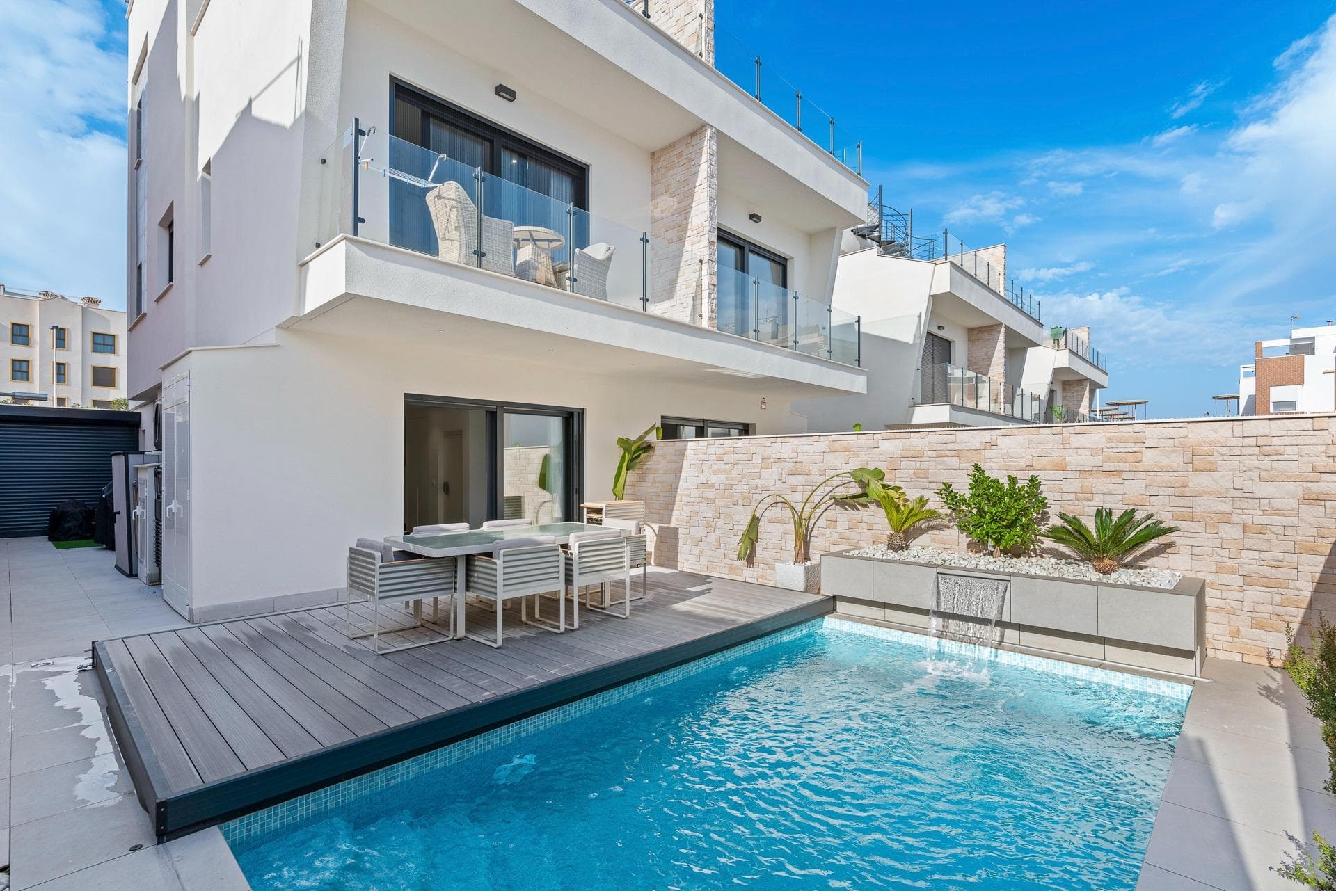 NEW BUILD SEMI-DETACHED VILLAS IN GUARDAMAR DEL SEGURA

 New Build residential of 8 semi-detached villas in Guardamar del Segura.

 Semi-detached villas with 4 bedrooms and 4 bathrooms build over 3 floors, open plan kitchen with dinning/lounge area and the large gardens and parking space on the plot. 

 Guardamar del Segura is a town located on the Costa Blanca South. With its 11 kilometers of natural beach and its large pine forest.

 Guardamar is a quiet town to live in, it has all the services throughout the year such as restaurants, bars, shops, banks, places for leisure, etc.

 Every Wednesday, in the central streets of the town, a market is organized where many people go to buy products such as food, clothing, furniture, animals, etc. It is a great claim and inhabitants of the surrounding town come to Guardamar every Wednesday to visit the market.

 Guardamar del Segura has a large port with activities throughout the year, it has a large sports centre with paddle tennis, tennis, soccer and a large heated swimming pool that works all year round. It also has a library where there is free wifi and computers.

 Guardamar del Segura is only 20km away from the Alicante - Elche (El Altet) airport, where there are many flights every day with connections to the main European cities, due to the demand for tourists on the Costa Blanca.