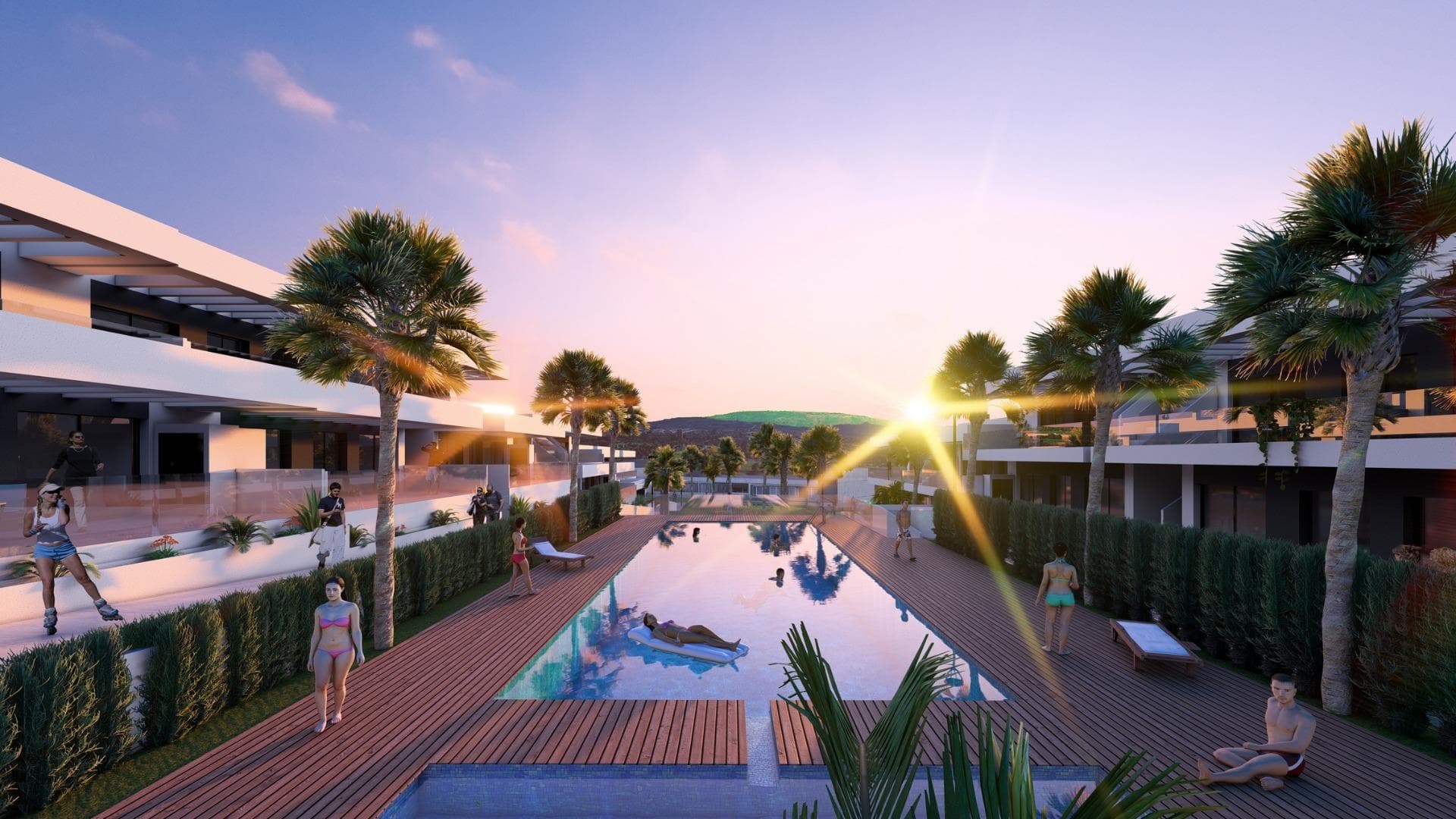 Eksklusive nybyggede bungalower i La Finca Golf, Algorfa

Oppdag ditt nye hjem i La Finca Golf

Velkommen til et nytt, luksuriøst boligprosjekt i hjertet av La Finca Golf, som ligger i den pittoreske byen Algorfa på Costa Blanca i Spania. Dette eksklusive komplekset med 40 moderne bungalower er designet for deg som søker en blanding av eleganse, komfort og naturlig skjønnhet. Du kan velge mellom romslige bungalower med 2 eller 3 soverom, og du kan velge mellom boliger i første etasje med privat hage eller boliger i andre etasje med privat solarium - perfekt for å slappe av og nyte den fantastiske utsikten over golfbanen.

Førsteklasses beliggenhet i La Finca Golf, Algorfa

Dette boligområdet ligger i det anerkjente feriestedet La Finca Golf, og tilbyr et fredelig og naturskjønt miljø, samtidig som det ligger i nærheten av lokale fasiliteter. La Finca Golf har en ideell beliggenhet bare 4 km fra Algorfa sentrum, 15 km fra den livlige kystbyen Torrevieja og 45 km fra Alicante internasjonale lufthavn, noe som gjør det praktisk for både lokalbefolkningen og internasjonale beboere. Viktige severdigheter i nærheten er kjøpesenteret La Zenia Boulevard (20 km), Playa Flamenca-stranden (19 km) og Villamartín golfbane (18 km). I tillegg ligger Middelhavshavnen i Alicante bare 40 minutter unna med bil, noe som gjør det enkelt å komme seg ut på eventyr langs kysten.

Luksusliv med eksepsjonelle fasiliteter

Anlegget er designet for å skape en resort-lignende opplevelse, og tilbyr en rekke eksepsjonelle fasiliteter. Beboerne kan nyte et fantastisk fellesbasseng med egne områder for barn og voksne, perfekt for avslapning eller sosiale sammenkomster. Andre fasiliteter inkluderer et utendørs treningsstudio, petanquebaner og en minigolfbane, som tilbyr aktiviteter for alle aldre. De frodige grøntområdene og de mange lekesonene for barn gjør dette til et ideelt sted for familieliv. Hver eneste detalj er nøye gjennomtenkt for å sikre komfort og luksus, og boligene og fellesarealene er utstyrt med førsteklasses finish.

Fullt utstyrte boliger av høy kvalitet

Alle bungalowene i dette prosjektet leveres fullt møblert, slik at du enkelt kan flytte inn og begynne å nyte din nye livsstil med en gang. Boligene er utstyrt med førsteklasses hvitevarer, luftkondisjonering gjennom kanaler og aluminiumsvinduer med varmeisolasjon. Badene har dusjvegger, speil og spesialtilpassede skap. Hver enhet er fullt opplyst med en belysningspakke av høy kvalitet, noe som gir eleganse og funksjonalitet til alle rom.

Opplev Costa Blanca-livet på sitt beste

Ikke gå glipp av sjansen til å eie en bolig i dette eksklusive området, som kombinerer luksus og bekvemmelighet i et av de mest ettertraktede områdene på Costa Blanca. Enten du er på utkikk etter en primærbolig eller et feriehus, er dette en investering i livskvalitet. Planlegg ditt besøk i dag og ta det første skrittet mot å eie ditt drømmehus i La Finca Golf, Algorfa.