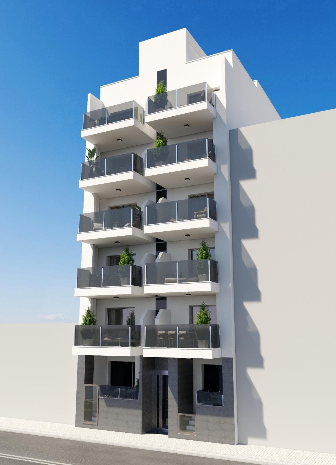 New Build Apartments in Torrevieja, Just 150m from Playa del Cura

Prime Location in Torrevieja, Close to Beaches and Amenities

Experience coastal living at its best with these brand-new apartments and penthouses in Torrevieja, located a mere 150 meters from Playa del Cura. These exclusive residences are nestled in a vibrant neighborhood with all essential amenities within reach, including shops, restaurants, and cafes. Perfectly positioned on Spain’s Costa Blanca, Torrevieja offers residents a Mediterranean climate and relaxed lifestyle with easy access to both Alicante Airport (45 km) and Murcia Airport (65 km).

Modern Design with Spacious Layouts and Quality Finishes

This new residential complex consists of 12 luxurious apartments and penthouses, offering 2 and 3-bedroom units designed for modern comfort. Each unit features an open-plan American-style kitchen that seamlessly flows into the living room, creating an ideal space for relaxation and entertainment. Bedrooms include fitted wardrobes with drawers, while bathrooms boast underfloor heating, high-quality fixtures, and shower enclosures. Large, double-glazed windows with thermal and acoustic insulation provide a quiet, temperature-controlled living environment, ensuring your home is a peaceful retreat.

Premium Exterior and Energy-Efficient Features

Built with energy efficiency in mind, these apartments come with high-quality aluminum exterior carpentry with thermal break technology and automatic motorized shutters. Each unit is pre-installed for climate control through ducted air conditioning and heating, ensuring year-round comfort. For added security, all entrance doors are armored with secure locks, and interior doors are finished in white lacquer. Additionally, each unit is fitted with an energy-saving aerothermal system for hot water, which significantly reduces energy consumption.

Exclusive Rooftop Solarium with Pool

Residents of this modern complex can enjoy exclusive access to a beautiful rooftop solarium with a communal swimming pool, ideal for soaking up the sun and enjoying panoramic views of Torrevieja. The building’s rooftop offers a serene escape and is the perfect place to relax with family or friends.

Living in Torrevieja: A Blend of Culture and Nature

Torrevieja is known for its scenic coastline, beautiful beaches, and unique salt lagoons. The town’s popular seafront promenades and the charming Museo del Mar y de la Sal reflect its fishing and salt-mining history. Just a short drive away, the Natural Park of Las Lagunas de La Mata-Torrevieja offers picturesque trails and two stunning saltwater lagoons, one pink and one green, for nature enthusiasts to explore.

Start Your Coastal Life Today

Don’t miss the chance to own a stylish new home in this exceptional location. Contact us today to schedule a viewing and discover everything these exclusive apartments in Torrevieja have to offer!