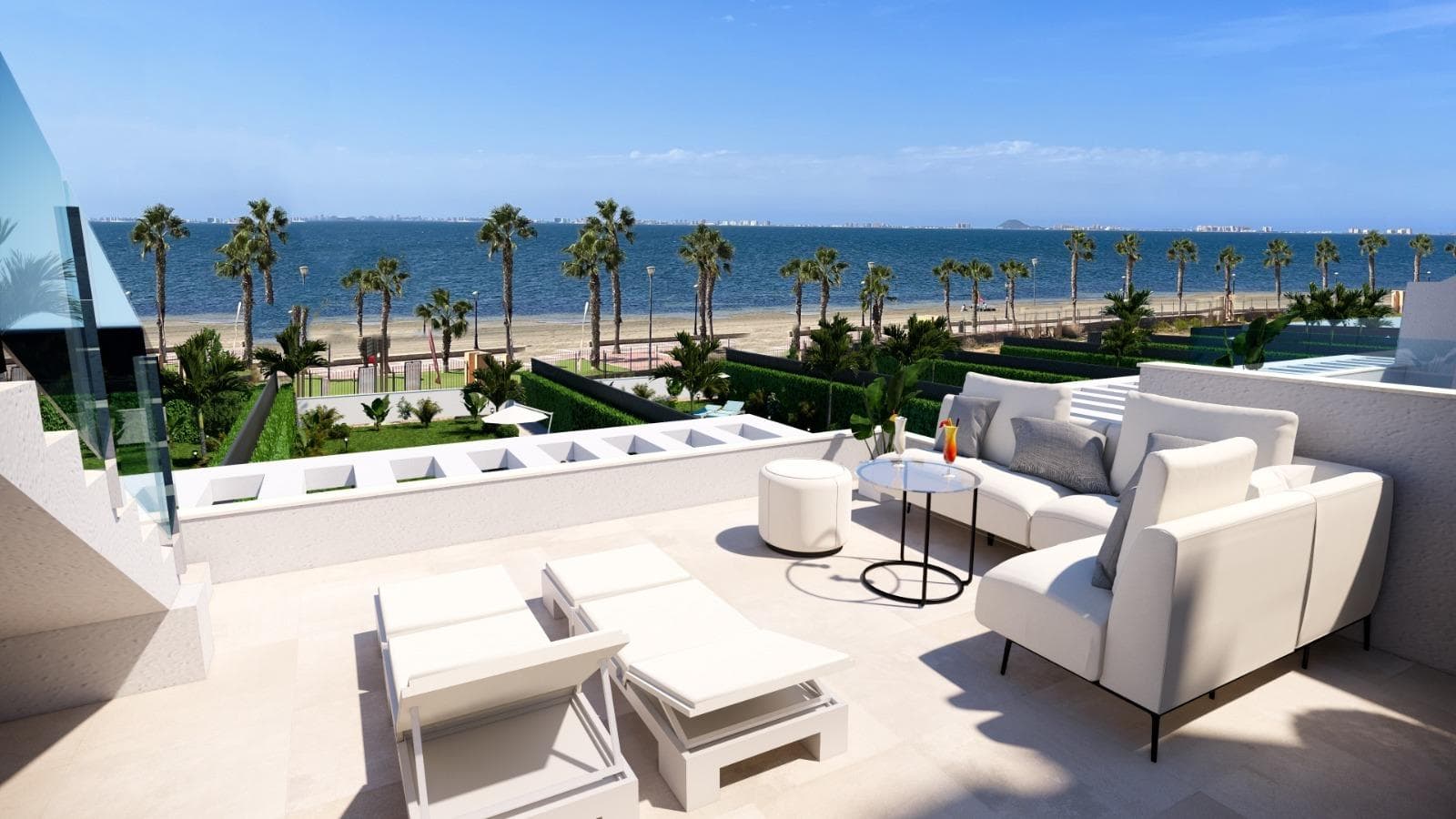 Luxury New Construction Villas on the Waterfront in Los Alcázares

Discover the ultimate in Mediterranean living with this exclusive residential project, featuring nine contemporary villas located directly on the waterfront in the beautiful coastal town of Los Alcázares, Murcia. Situated in the sought-after Nueva Ribera area, these villas are designed for luxury, privacy, and convenience, with nearby access to golf courses, shopping centers, and transportation hubs. Each villa offers high-end finishes, breathtaking sea views, and a private pool, making them the ideal choice for those seeking a modern coastal retreat.

Prime Location in Los Alcázares
Nestled in Los Alcázares, a charming town on Spain's Costa Cálida, this residential project enjoys an enviable location with direct access to the waterfront promenade. This peaceful area combines the tranquility of seaside living with easy access to amenities. The vibrant town center of Los Alcázares is only 2 km away, while Murcia International Airport is just 35 km, making travel convenient. The renowned Roda Golf Club lies within 4 km, providing recreational options close to home, and the AP-7 highway offers quick access to nearby cities and attractions.

Exclusive Villas with Premium Amenities
The project includes nine villas in total: eight semi-detached and one standalone, each occupying plots of over 300 square meters. These spacious properties are crafted for elegance and comfort, featuring:

Private Pool and Solarium: Each villa comes with a saltwater private pool and a rooftop solarium equipped with a jacuzzi, ambient LED lighting, and pre-installation for an outdoor kitchen—ideal for entertaining while enjoying views of the Mar Menor.
Modern, Fully Equipped Kitchen: The kitchen features integrated appliances from Bosch, including an oven, microwave, induction cooktop, and extractor hood. The sleek design incorporates a Silestone or porcelain peninsula and countertops.
Sophisticated Climate Control: Enjoy year-round comfort with ducted climate control on each floor, using high-performance units from Mitsubishi or Daikin.
Stylish Bathrooms: High-end bathrooms include suspended vanity units, resin shower trays, and built-in shower screens.
Energy-Efficient Design: Each villa features advanced insulation, Guardian Sun acoustic double-glazed windows, and an Aerothermal water heating system for optimal energy efficiency.
Smart Home Features: Electric shutters, LED outdoor lighting, and pre-installation for an electric vehicle charging station add modern convenience.
Secure and Private Community
Set within a private, gated community with 24-hour security, these villas offer direct access to the beach promenade from each garden, ensuring both privacy and connectivity.

Experience Los Alcázares Coastal Living – Schedule a Visit Today!
Embrace the luxury of coastal living in Los Alcázares. With proximity to Roda Golf and shopping centers within 5 km, these villas offer an unmatched lifestyle. Contact us today to schedule a viewing and secure your dream waterfront property.