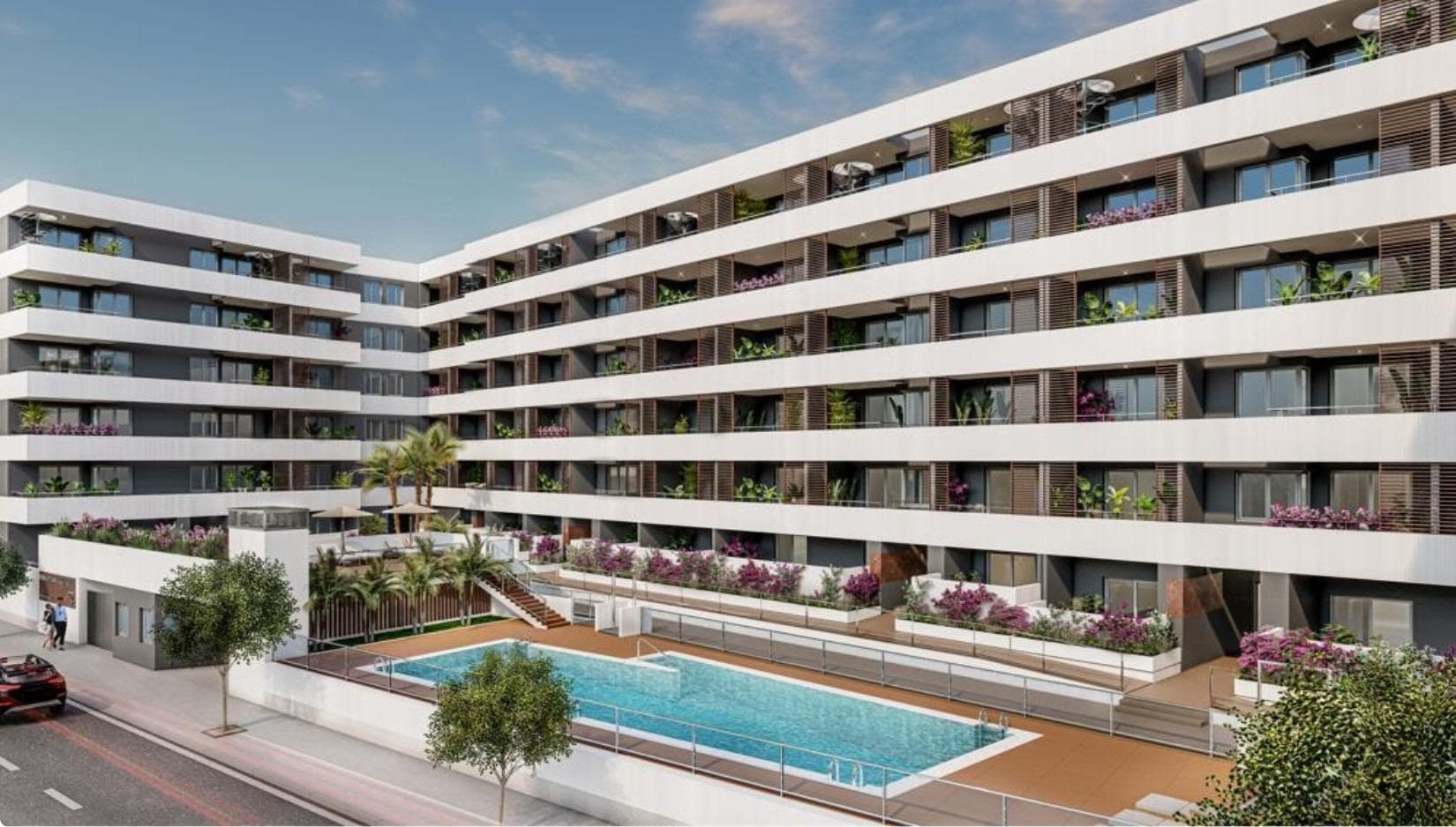 New Build Development in Águilas (Murcia), Just 300 Meters from the Beach

A Modern Residential Complex Tailored to Your Needs
This exclusive new development in Águilas, Murcia, offers 105 thoughtfully designed homes with large terraces and versatile layouts, featuring 2- and 3-bedroom options to suit different lifestyles. Each property comes with a garage and storage room included in the price, providing convenience and added value.

Spacious and Bright Interiors
The homes boast functional spaces with well-planned interiors, ensuring bright and comfortable living areas. High-quality materials, such as aluminum or PVC carpentry with thermal break and double glazing, guarantee excellent insulation and energy efficiency. Entry doors feature enhanced security with reinforced hinges and locks.

Luxurious Common Areas
The development includes exceptional communal facilities, such as a large swimming pool, a fully equipped gym, and a social lounge for residents to unwind and connect. These amenities create an ideal environment for relaxation and community living.

Eco-Friendly and Energy-Efficient Design
This project is designed with sustainability in mind, incorporating bioclimatic architecture to promote energy efficiency and environmental preservation. Features such as aerothermal systems for heating, cooling, and hot water production ensure reduced energy consumption and lower utility costs. The building’s design maximizes natural light and ventilation through optimal window orientation and interior layout.

Prime Location in Águilas
Located just 300 meters from the beach, this development is perfect for those who want to enjoy the Mediterranean lifestyle. Águilas is a charming coastal town known for its crystal-clear waters, rich cultural heritage, and vibrant atmosphere. The property is conveniently close to local amenities, including shops, bars, and restaurants, ensuring you have everything you need within walking distance.

Key Distances to Points of Interest
Murcia International Airport: 75 km
Golf Courses: 15 km
Águilas Plaza Shopping Center: 5 km
Águilas Marina: 3 km
Nearby Beaches: 300 m

Make Águilas Your New Home
This exceptional development combines modern design, sustainability, and an unbeatable location. Whether you’re looking for a permanent residence, a holiday home, or an investment opportunity, this is your chance to secure a property in one of Murcia’s most desirable coastal towns.

Don’t miss out—contact us today to learn more and schedule a visit!