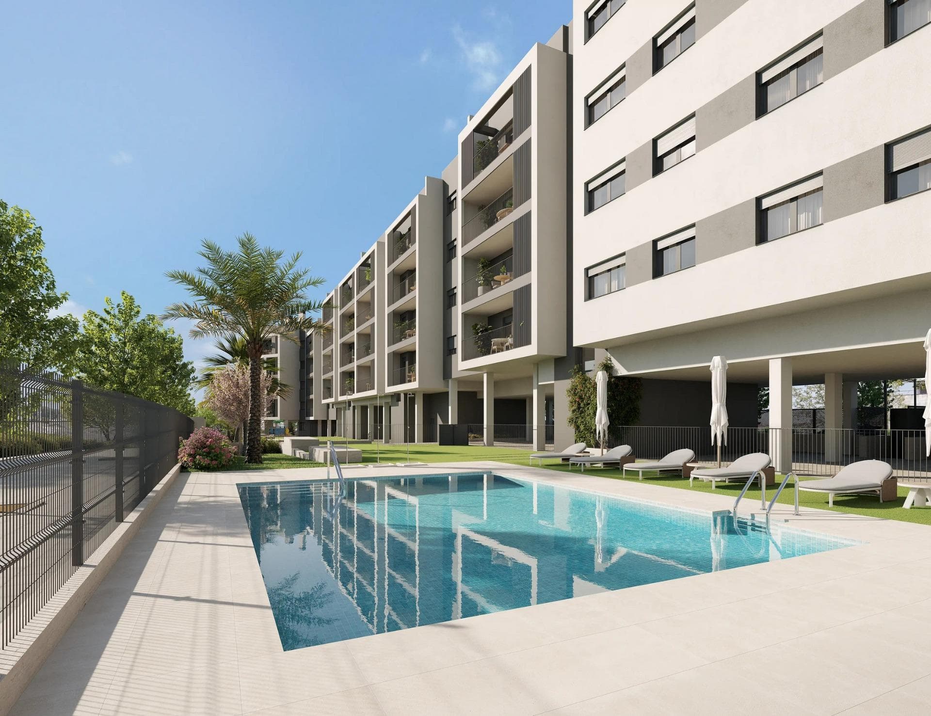 Newly built residential development in Alicante, with open views of the city.

The house of your dreams in a privileged location.
Discover your new home in Alicante's sought-after San Agustin neighbourhood, where modern living meets picturesque landscapes. This exclusive residential complex, located close to Pau II, offers 47 beautifully designed flats with 2, 3 or 4 bedrooms. The community boasts a communal swimming pool, lush gardens, and includes a garage space and storage room for added convenience.

Exclusive amenities for a comfortable lifestyle
Enjoy a range of amenities designed to enhance your quality of life. The complex's penthouses feature private solariums accessible directly from the flats, offering breathtaking views of Alicante. Additional amenities include secure bicycle parking, making it easy to adopt an active lifestyle.

Your new home features centralized aerothermal water heating for energy efficiency and year-round comfort with integrated air conditioning (hot/cold) distributed through ducts. High-quality PVC or aluminum carpentry with thermal and acoustic insulation ensures a peaceful, climate-efficient environment.

Conveniently Connected to Everything You Need
Located between Gran Vía and Vía Parque, the development offers excellent connectivity to the city center and major thoroughfares like the A7 highway. The central location is ideal for families and professionals, with nine educational institutions of all levels within close proximity.

For daily needs, you’ll find four large supermarkets and the Isla de Corfú Shopping Center nearby, offering gyms, restaurants, and a variety of shops. Everything you need is within walking distance, allowing you to leave your car at home.

A Neighborhood Rich in Accessibility and Natural Beauty
The San Agustín neighborhood sits atop a gentle hill, offering panoramic views of the city skyline, Monte Benacantil, and surrounding mountains. Alicante’s Mediterranean climate makes outdoor living a joy year-round, with plenty of green spaces and leisure options nearby.

Key distances:
Alicante city center: 2 km
Alicante-Elche Airport: 14 km
Playa de San Juan (beach): 6 km
Alicante Golf Course: 7 km
Port of Alicante: 5 km

Experience the Best of Alicante Living
Alicante’s exceptional climate, vibrant culture, and excellent infrastructure make it one of Spain’s most desirable cities to call home. This new residential development in San Agustín combines stylish design with an unbeatable location, making it the ideal place for your next chapter.

Contact us today to schedule a visit and make this dream home yours!