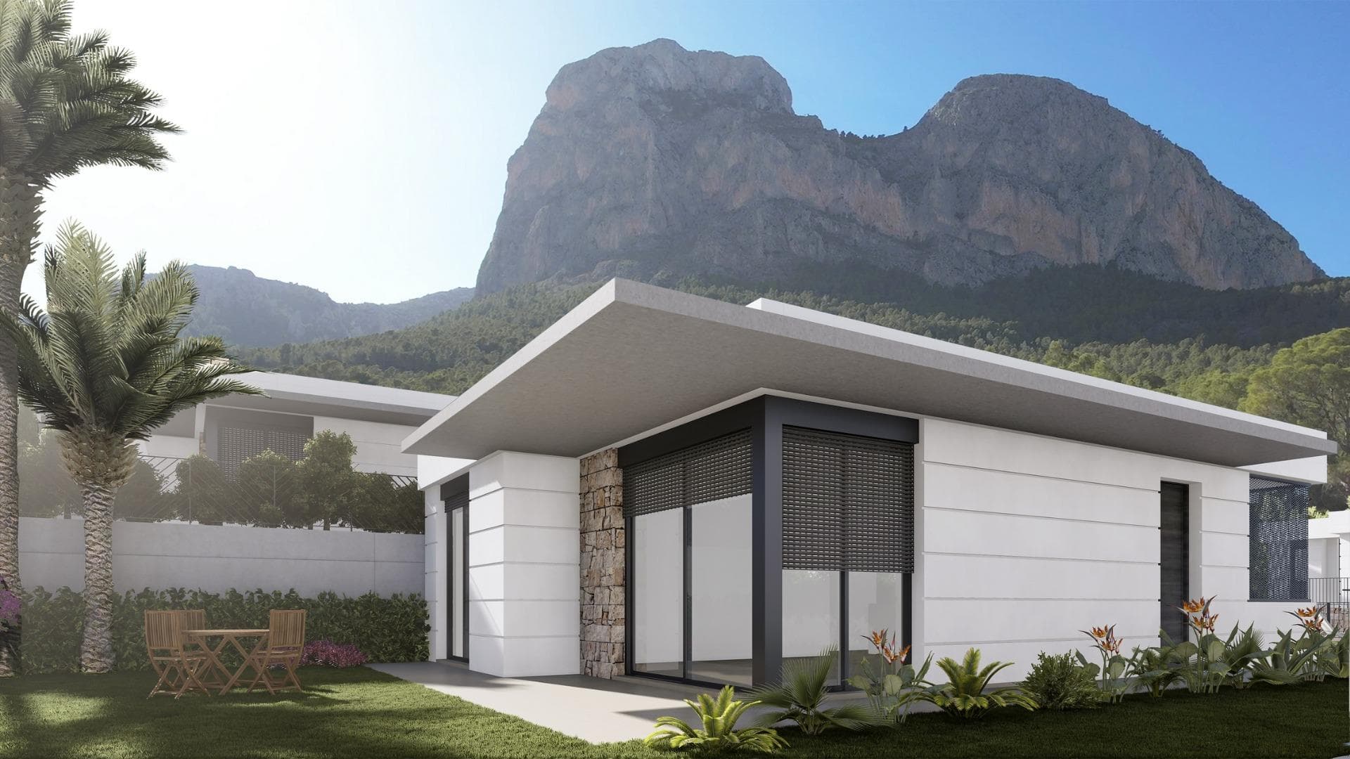 New Construction Villas in Polop, Alicante

Modern Living Surrounded by Nature
Discover this exclusive residential development of newly built villas in Polop, a charming inland village located in the province of Alicante. Just 10 km from Benidorm’s lively beaches and nightlife and close to the picturesque town of Altea, these homes offer an unbeatable combination of modern comfort and natural beauty.

A Residential Development Tailored to Your Needs
The project consists of 65 independent villas available in different layouts to suit your needs and budget. Choose between 3 or 4-bedroom homes, with options for single or two-story designs. Many of the properties are designed on a single level, providing enhanced accessibility and a comfortable living experience without the need for stairs.

Each home is thoughtfully designed with spacious terraces, private gardens, and interior/exterior spaces where you can enjoy the Mediterranean climate. Optional private pools are also available to add an extra touch of luxury to your new home.

Prime Location with Easy Access to Key Destinations
Located in a peaceful natural setting, the development is ideal for those seeking tranquility without sacrificing convenience. The surrounding area offers access to key points of interest:

Benidorm Beaches: 10 km (15-minute drive)
Playa del Albir: 12 km (20 minutes), renowned for its pristine waters and scenic promenade
Alicante Airport: 60 km (45 minutes)
Villaitana Golf Course: 12 km (15 minutes)
La Marina Shopping Center: 10 km (15 minutes)

Premium Features for Modern Comfort
Each villa is equipped with high-quality finishes and state-of-the-art systems, ensuring maximum comfort, security, and sustainability:
Double-glazed PVC windows with thermal and solar insulation
Reinforced front doors for enhanced security
Fully equipped kitchens with induction hob, oven, extractor hood, and stainless-steel sink
Modern bathrooms with stylish porcelain sinks and fittings
Pre-installed ducted air conditioning with heat pump
Hot water supplied via aerothermal systems for energy efficiency
Gated community with perimeter surveillance cameras

Polop: The Perfect Blend of History and Nature
Polop de la Marina is a historic town surrounded by stunning landscapes. Its charming old town, the Gabriel Miró House-Museum, and various hiking trails make it a sought-after destination for nature and history enthusiasts.

Experience Coastal and Countryside Living
Embrace a new lifestyle in these carefully designed homes, where comfort meets nature. Enjoy the panoramic views through large windows that frame the surrounding landscape, creating the perfect balance between indoor and outdoor living.

Don’t miss the opportunity to own your dream home in Polop! Contact us today for more information and to schedule a visit.