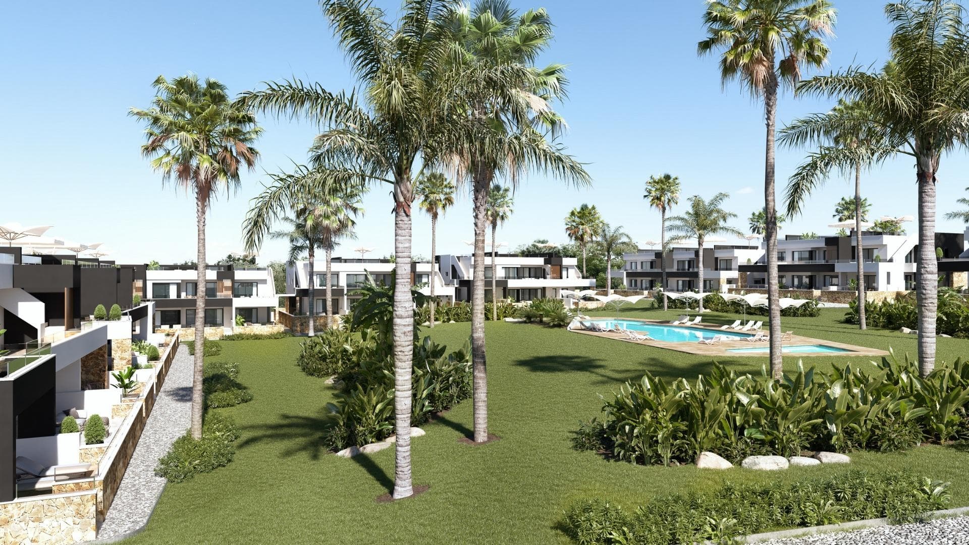 Exclusiva vida mediterránea en Lo Marabú, Ciudad Quesada&#13;&#13;Ubicación privilegiada con naturaleza y comodidad&#13;Descubra el encanto de vivir en Lo Marabú, Ciudad Quesada, una exclusiva zona residencial que combina el confort moderno con la belleza de la naturaleza mediterránea. Enclavada en una ubicación privilegiada, esta urbanización ofrece fácil acceso a los servicios esenciales a la vez que proporciona un entorno sereno y tranquilo. A poca distancia en coche, encontrará las impresionantes lagunas saladas de La Mata y Torrevieja, un paraíso para los entusiastas de la naturaleza, los fotógrafos y los que buscan bienestar.&#13;&#13;Hermosas playas y actividades al aire libre&#13;A sólo 15 minutos en coche, las playas vírgenes de Guardamar del Segura y Torrevieja invitan a disfrutar de dunas doradas y aguas cristalinas. Estas joyas costeras ofrecen oportunidades para relajarse, practicar deportes acuáticos y dar pintorescos paseos por la orilla. Para los entusiastas del aire libre, la zona cuenta con numerosas rutas de senderismo y ciclismo, mientras que los amantes del golf apreciarán la proximidad a varios campos de golf de prestigio, proporcionando una experiencia deportiva de primera clase.&#13;&#13;Viviendas y servicios de alta calidad&#13;Este complejo residencial cuenta con viviendas cuidadosamente diseñadas, entre las que se incluyen:&#13;&#13;Bungalows: Unidades de planta baja con jardín privado u opciones de planta alta con solárium. Todos los bungalows incluyen dos dormitorios, dos baños, una plaza de aparcamiento y un trastero, alrededor de una zona comunitaria central con piscina y jardines paisajísticos.&#13;&#13;Chalets: Viviendas independientes de tres dormitorios y tres baños, disponibles en una o dos plantas. Cada villa incluye piscina privada, solarium y aparcamiento dentro de la parcela. También hay sótanos opcionales.&#13;&#13;Confort moderno y características excepcionales&#13;Todas las viviendas están construidas con materiales y acabados de primera calidad:&#13;Ventanas de PVC con doble acristalamiento y persianas motorizadas con mando a distancia.&#13;Suelo radiante eléctrico en baños.&#13;Instalación de aire acondicionado por conductos.&#13;Chalets con piscinas privadas (3,00 x 6,00 m) y duchas de acero inoxidable.&#13;Piscinas comunitarias con zona infantil para los residentes de los bungalows.&#13;Como oferta especial de lanzamiento, algunas viviendas incluyen electrodomésticos y un paquete de muebles.&#13;&#13;Excelente conectividad y puntos de interés locales&#13;Estratégicamente situada en Rojales, Alicante, esta promoción ofrece excelentes infraestructuras y conectividad:&#13;Aeropuerto de Alicante-Elche (ALC): 38 km (35 minutos en coche).&#13;Aeropuerto Murcia-Corvera (RMU): 65 km (50 minutos en coche).&#13;La proximidad a las principales carreteras, como la AP-7 y la N-332, garantiza un fácil acceso a las ciudades y lugares de interés cercanos.&#13;Los centros comerciales locales, restaurantes y servicios diarios están a poca distancia.&#13;&#13;Disfrute de la vida mediterránea&#13;Con su mezcla perfecta de vida moderna, belleza natural y comodidad sin igual, este complejo residencial en Lo Marabú es la opción ideal para aquellos que buscan un estilo de vida de alta calidad. No pierda la oportunidad de invertir en la casa de sus sueños en el corazón del Mediterráneo. &#13;&#13;Póngase en contacto con nosotros hoy mismo para concertar una visita o para obtener más información sobre esta excepcional promoción.&#13;