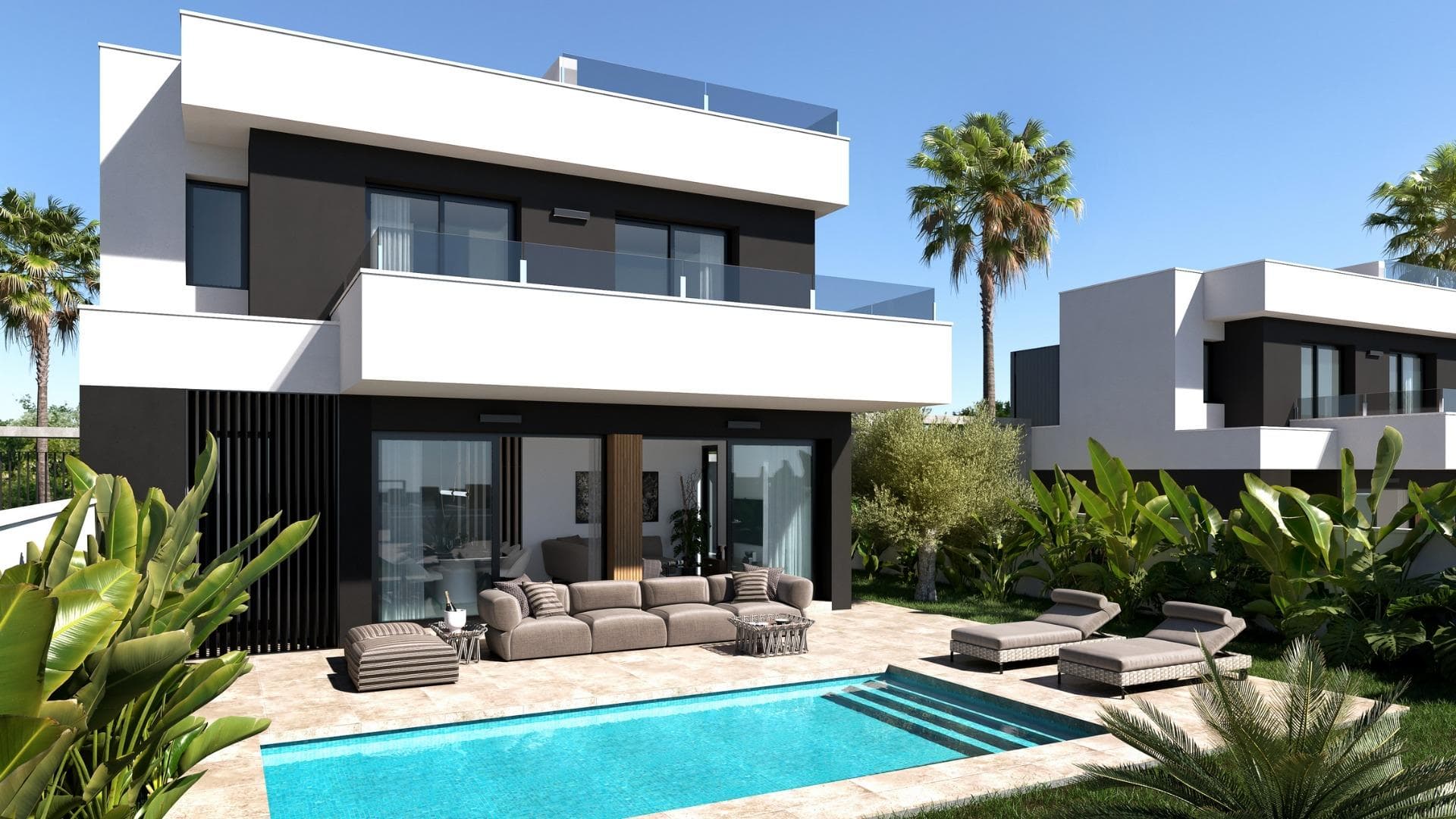 Exclusiva vida mediterránea en Lo Marabú, Ciudad Quesada&#13;&#13;Ubicación privilegiada con naturaleza y comodidad&#13;Descubra el encanto de vivir en Lo Marabú, Ciudad Quesada, una exclusiva zona residencial que combina el confort moderno con la belleza de la naturaleza mediterránea. Enclavada en una ubicación privilegiada, esta urbanización ofrece fácil acceso a los servicios esenciales a la vez que proporciona un entorno sereno y tranquilo. A poca distancia en coche, encontrará las impresionantes lagunas saladas de La Mata y Torrevieja, un paraíso para los entusiastas de la naturaleza, los fotógrafos y los que buscan bienestar.&#13;&#13;Hermosas playas y actividades al aire libre&#13;A sólo 15 minutos en coche, las playas vírgenes de Guardamar del Segura y Torrevieja invitan a disfrutar de dunas doradas y aguas cristalinas. Estas joyas costeras ofrecen oportunidades para relajarse, practicar deportes acuáticos y dar pintorescos paseos por la orilla. Para los entusiastas del aire libre, la zona cuenta con numerosas rutas de senderismo y ciclismo, mientras que los amantes del golf apreciarán la proximidad a varios campos de golf de prestigio, proporcionando una experiencia deportiva de primera clase.&#13;&#13;Viviendas y servicios de alta calidad&#13;Este complejo residencial cuenta con viviendas cuidadosamente diseñadas, entre las que se incluyen:&#13;&#13;Bungalows: Unidades de planta baja con jardín privado u opciones de planta alta con solárium. Todos los bungalows incluyen dos dormitorios, dos baños, una plaza de aparcamiento y un trastero, alrededor de una zona comunitaria central con piscina y jardines paisajísticos.&#13;&#13;Chalets: Viviendas independientes de tres dormitorios y tres baños, disponibles en una o dos plantas. Cada villa incluye piscina privada, solarium y aparcamiento dentro de la parcela. También hay sótanos opcionales.&#13;&#13;Confort moderno y características excepcionales&#13;Todas las viviendas están construidas con materiales y acabados de primera calidad:&#13;Ventanas de PVC con doble acristalamiento y persianas motorizadas con mando a distancia.&#13;Suelo radiante eléctrico en baños.&#13;Instalación de aire acondicionado por conductos.&#13;Chalets con piscinas privadas (3,00 x 6,00 m) y duchas de acero inoxidable.&#13;Piscinas comunitarias con zona infantil para los residentes de los bungalows.&#13;Como oferta especial de lanzamiento, algunas viviendas incluyen electrodomésticos y un paquete de muebles.&#13;&#13;Excelente conectividad y puntos de interés locales&#13;Estratégicamente situada en Rojales, Alicante, esta promoción ofrece excelentes infraestructuras y conectividad:&#13;Aeropuerto de Alicante-Elche (ALC): 38 km (35 minutos en coche).&#13;Aeropuerto Murcia-Corvera (RMU): 65 km (50 minutos en coche).&#13;La proximidad a las principales carreteras, como la AP-7 y la N-332, garantiza un fácil acceso a las ciudades y lugares de interés cercanos.&#13;Los centros comerciales locales, restaurantes y servicios diarios están a poca distancia.&#13;&#13;Disfrute de la vida mediterránea&#13;Con su mezcla perfecta de vida moderna, belleza natural y comodidad sin igual, este complejo residencial en Lo Marabú es la opción ideal para aquellos que buscan un estilo de vida de alta calidad. No pierda la oportunidad de invertir en la casa de sus sueños en el corazón del Mediterráneo. &#13;&#13;Póngase en contacto con nosotros hoy mismo para concertar una visita o para obtener más información sobre esta excepcional promoción.&#13;