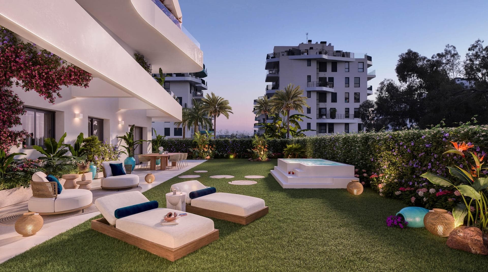 Luksusresort i Villajoyosa - et paradis ved havet

Oppdag et unikt boligkompleks i Playa del Torres
Dette eksklusive nybygget ligger mindre enn 5 minutters gange fra den rolige Playa del Torres i Villajoyosa, og tilbyr 164 moderne leiligheter og toppleiligheter med 1 til 3 soverom. Området er designet for å tilby den ultimate livsstilen, og kombinerer luksus, avslapning og enestående fasiliteter i rolige middelhavsomgivelser.

Eksepsjonelle fasiliteter for alle beboerne
Hjertet i dette prosjektet er Roof Top, som ligger på taket av blokk 2. Dette gjennomtenkte området har et fantastisk basseng med panoramautsikt, chill-out-områder, en grillsone, et flerbruksområde og et lysthus som er perfekt for sosialt samvær eller for å slappe av.
Innendørs sosial salong, ideell for gourmetmiddager med venner eller som et kontorfellesskap.
Komplekset har også noe for de som elsker vann:
Bassenger i tropisk stil med tilgang til stranden.
Et oppvarmet svømmebasseng, et barnebasseng og et oppvarmet boblebad.
Treningsentusiaster kan glede seg over:
Treningssentre innendørs og utendørs, komplett med en calisthenics-sirkel.
En puttinggreen og minigolf for fritidsaktiviteter.

Moderne hjem med førsteklasses funksjoner
Hver leilighet er utstyrt med:
Et fullt utstyrt kjøkken med hvitevarer av høy kvalitet, inkludert kjøleskap, mikrobølgeovn, stekeovn, oppvaskmaskin og integrert vaskemaskin/tørketrommel.
Energieffektive aerotermiske systemer for varmtvann og klimaanlegg.
Gulvvarme med strålevarme på badene.
PVC-vinduer av høy kvalitet med varmeisolasjon og doble vinduer.
Privat parkeringsplass og lagringsplass for ekstra bekvemmelighet.
Bygningen har energiklassifisering A, noe som sikrer maksimal effektivitet og bærekraft.

Perfekt beliggenhet i Villajoyosa
Dette komplekset ligger i Playa del Torres, og tilbyr et fredelig tilfluktssted omgitt av naturskjønnhet. Strandens krystallklare vann og turkise fargetoner danner et idyllisk bakteppe for avslapning. Anlegget har en praktisk beliggenhet:
2 km fra Villajoyosas sjarmerende sentrum.
10 km fra Benidorm, med sitt pulserende natteliv og shopping.
30 minutter med bil til Alicante lufthavn.

Villajoyosa, kjent for sine fargerike hus og rike historie, er fortsatt en autentisk middelhavsperle. Byen ble nylig kåret til «Beste hemmelige reisemål i Europa 2024» av European Best Destinations, og her blandes tradisjon, naturskjønnhet og ro.

Drømmehuset ditt venter i Playa del Torres
Opplev det beste av moderne livsstil i et naturparadis. Med sin førsteklasses beliggenhet, luksuriøse fasiliteter og moderne design er dette prosjektet perfekt for deg som ønsker deg et hjem ved sjøen. Kontakt oss i dag for å avtale et besøk og gjøre denne fantastiske eiendommen til din!