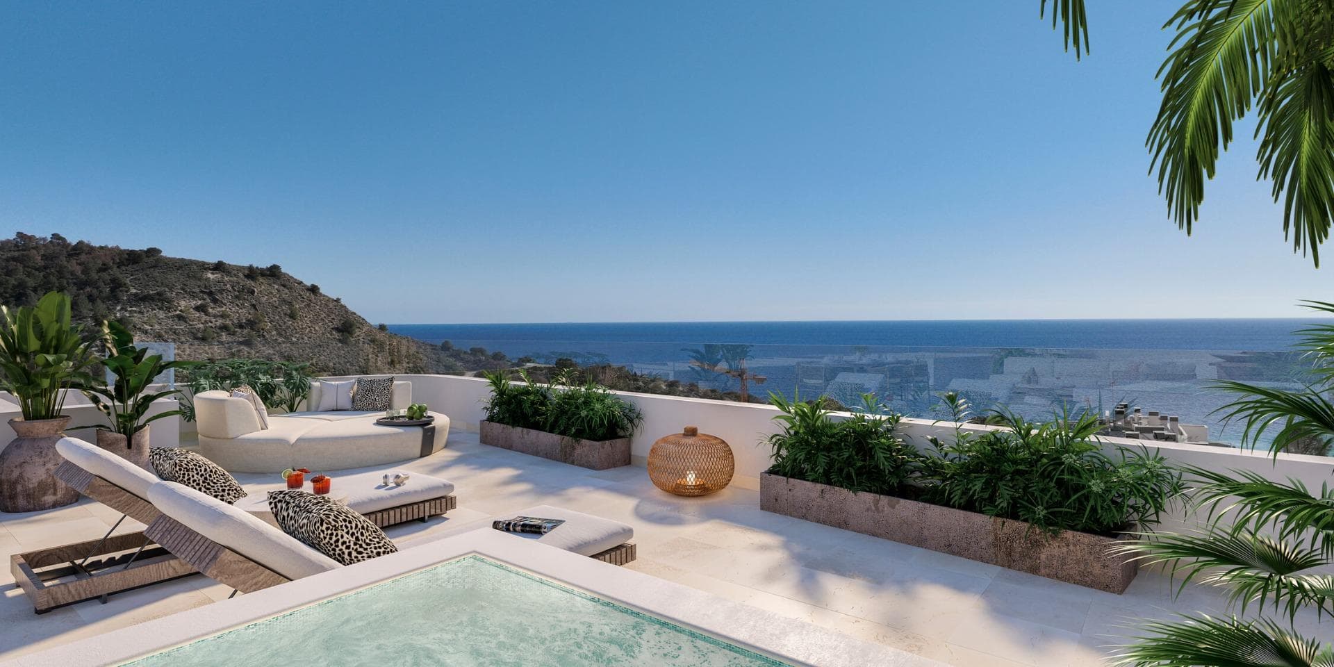 Luksusresort i Villajoyosa - et paradis ved havet

Oppdag et unikt boligkompleks i Playa del Torres
Dette eksklusive nybygget ligger mindre enn 5 minutters gange fra den rolige Playa del Torres i Villajoyosa, og tilbyr 164 moderne leiligheter og toppleiligheter med 1 til 3 soverom. Området er designet for å tilby den ultimate livsstilen, og kombinerer luksus, avslapning og enestående fasiliteter i rolige middelhavsomgivelser.

Eksepsjonelle fasiliteter for alle beboerne
Hjertet i dette prosjektet er Roof Top, som ligger på taket av blokk 2. Dette gjennomtenkte området har et fantastisk basseng med panoramautsikt, chill-out-områder, en grillsone, et flerbruksområde og et lysthus som er perfekt for sosialt samvær eller for å slappe av.
Innendørs sosial salong, ideell for gourmetmiddager med venner eller som et kontorfellesskap.
Komplekset har også noe for de som elsker vann:
Bassenger i tropisk stil med tilgang til stranden.
Et oppvarmet svømmebasseng, et barnebasseng og et oppvarmet boblebad.
Treningsentusiaster kan glede seg over:
Treningssentre innendørs og utendørs, komplett med en calisthenics-sirkel.
En puttinggreen og minigolf for fritidsaktiviteter.

Moderne hjem med førsteklasses funksjoner
Hver leilighet er utstyrt med:
Et fullt utstyrt kjøkken med hvitevarer av høy kvalitet, inkludert kjøleskap, mikrobølgeovn, stekeovn, oppvaskmaskin og integrert vaskemaskin/tørketrommel.
Energieffektive aerotermiske systemer for varmtvann og klimaanlegg.
Gulvvarme med strålevarme på badene.
PVC-vinduer av høy kvalitet med varmeisolasjon og doble vinduer.
Privat parkeringsplass og lagringsplass for ekstra bekvemmelighet.
Bygningen har energiklassifisering A, noe som sikrer maksimal effektivitet og bærekraft.

Perfekt beliggenhet i Villajoyosa
Dette komplekset ligger i Playa del Torres, og tilbyr et fredelig tilfluktssted omgitt av naturskjønnhet. Strandens krystallklare vann og turkise fargetoner danner et idyllisk bakteppe for avslapning. Anlegget har en praktisk beliggenhet:
2 km fra Villajoyosas sjarmerende sentrum.
10 km fra Benidorm, med sitt pulserende natteliv og shopping.
30 minutter med bil til Alicante lufthavn.

Villajoyosa, kjent for sine fargerike hus og rike historie, er fortsatt en autentisk middelhavsperle. Byen ble nylig kåret til «Beste hemmelige reisemål i Europa 2024» av European Best Destinations, og her blandes tradisjon, naturskjønnhet og ro.

Drømmehuset ditt venter i Playa del Torres
Opplev det beste av moderne livsstil i et naturparadis. Med sin førsteklasses beliggenhet, luksuriøse fasiliteter og moderne design er dette prosjektet perfekt for deg som ønsker deg et hjem ved sjøen. Kontakt oss i dag for å avtale et besøk og gjøre denne fantastiske eiendommen til din!