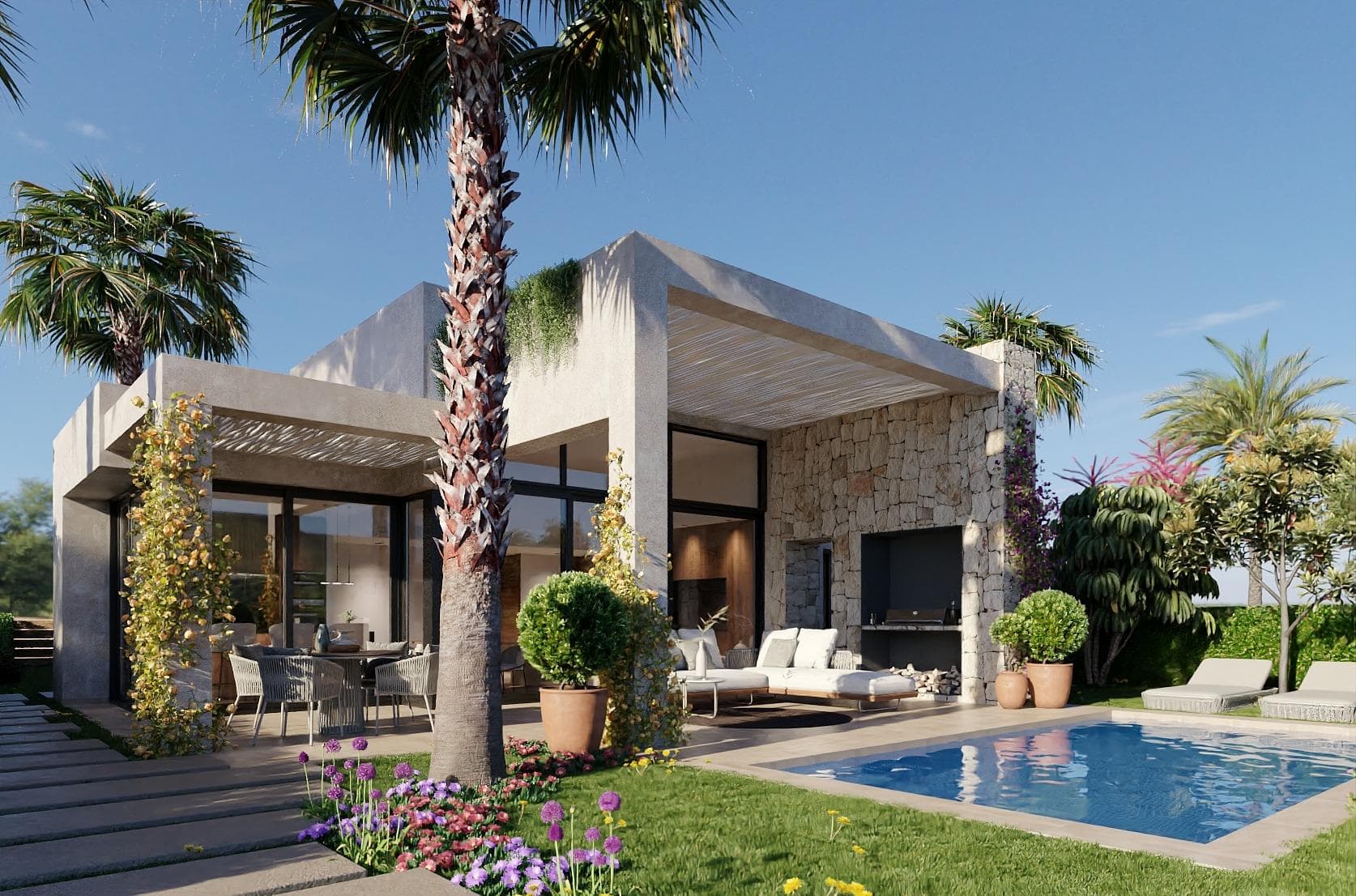 FANTASTISKE NYE LUKSUSVILLAER I ØRKEN DESERT SPRINGS RESORT

Denne herlige villaen med 3 soverom ligger i det rolige området på golfbanen, og gir fantastisk utsikt over Championship-golfbanen og fjellkjedene utenfor.

Villaen har store terrasser og pergolaer, mens interiøret tilbyr et stilig moderne hjem med moderne appell.

Funksjonene inkluderer fullt anlagt hage, rikelig med terrasser for uteservering, klimaanlegg, doble vinduer, utstyrt kjøkken av høy kvalitet, hvitevarer og garderober og sikkerhetsinnredning er standard overalt.

Tildelt underjordisk parkering.

Villaen er bygget i en intim og sikker enklave, og deler vakre individuelt anlagte felles hager og svømmebassenger, med alle kostnadsfordelene som følger med.

Villaer som ligger i Europas eneste internasjonale prisbelønte Family Resort og Championship Desert Golf Course.

Desert Springs Resort er unikt, og ligger i en av de mest rolige og ettertraktede enklavene på Andalucía-kysten i Cuevas del Almanzora og Vera i Almería, og tilbyr Spanias fineste utvalg av rimelige luksuseiendommer, fra leiligheter til rekkehus og villaer i alle størrelser, alle bygget etter våre krevende spesifikasjoner.

Det er et prisbelønt golf-, sports- og fritidssted som ligger blant steinete knauser og smaragdgrønne fairways, som ligger i en luksuriøs eiendom. Feriestedet er omgitt av uforstyrret natur og har spektakulær utsikt over landemerke fjellkjeder og Middelhavet.