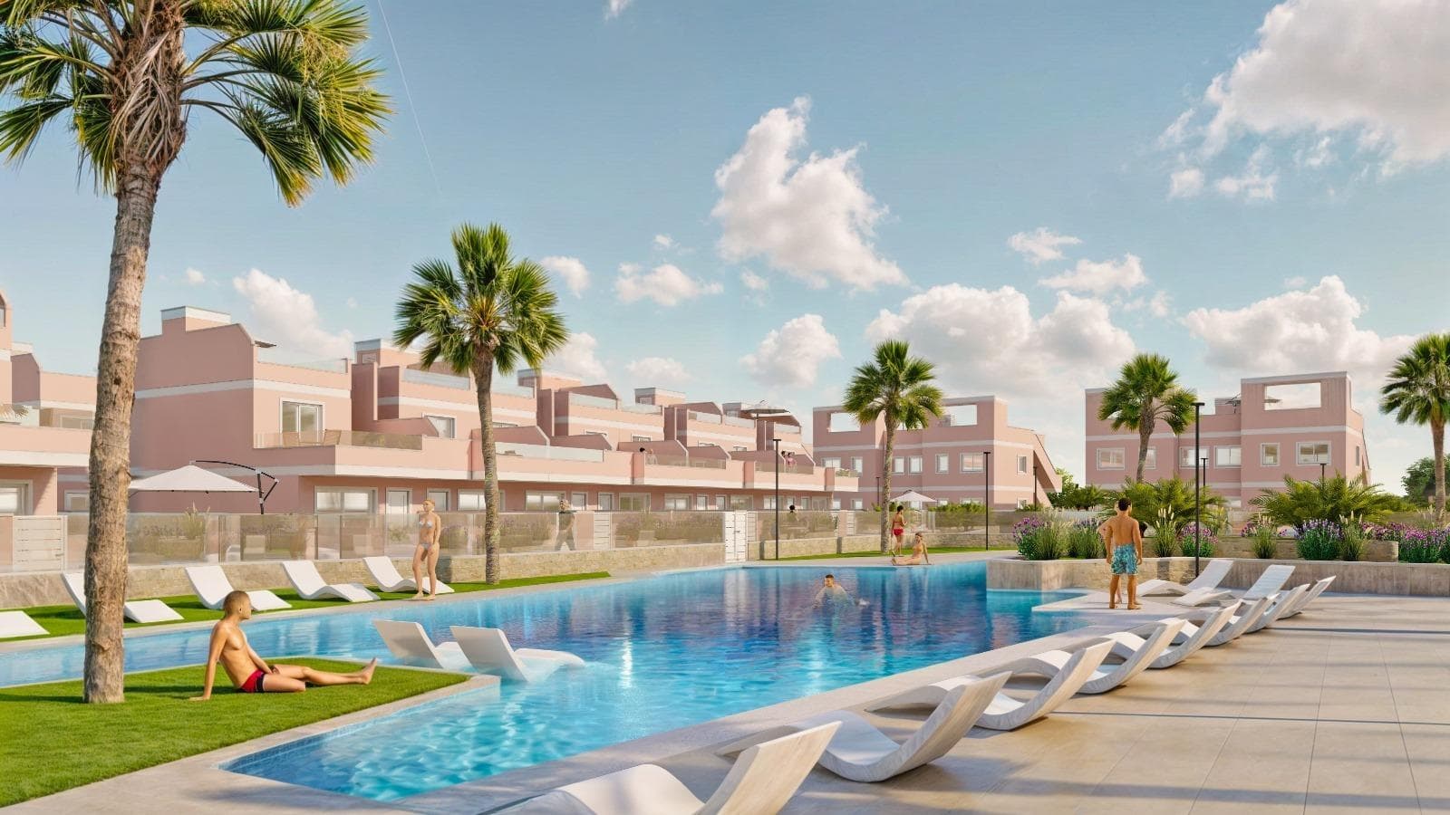 Eksklusivt nytt boligprosjekt i Pilar de la Horadada, Costa Blanca, Spania

Moderne boliger nær sjøen
Oppdag dette nye boligkomplekset i Pilar de la Horadada, en privilegert beliggenhet på Costa Blanca. Dette prosjektet ligger bare 2 km fra stranden, og tilbyr et bredt utvalg av boliger med 3 soverom og 2 bad, med privat parkering inkludert i prisen.

Prosjektet har romslige fellesområder, inkludert et felles svømmebasseng, anlagte hager og et lekeområde for barn, ideelt for hele familien.

Ulike typologier som passer din livsstil
Dette prosjektet tilbyr ulike boalternativer:

Leiligheter i første etasje med private hager.
Leiligheter i mellometasjen med store terrasser.
Toppleiligheter med privat solarium.
Bungalower i første etasje med privat hage.
Bungalower i toppetasjen med privat hage og solarium.
Rekkehus og tomannsboliger med hage og solarium.
Alle boligene er designet i en moderne og funksjonell stil, med materialer av høy kvalitet og moderne utførelser.

Utstyr og kvaliteter
Eiendommene er utstyrt med:

Forhåndsinstallasjon av kanalisert klimaanlegg.
Utvendig aluminiumsramme med termosperre og doble vinduer.
Forsterket inngangsdør for økt sikkerhet.
Aerotermisk system for effektiv varmtvannsproduksjon.
Innebygde garderober med LED-belysning.
Baderomsmøbler og skjermer inkludert.

Pilar de la Horadada: Et privilegert sted å bo i
Pilar de la Horadada er en kystby i den sørlige enden av Costa Blanca, med et eksepsjonelt klima og en utmerket livskvalitet. Den livlige hovedgaten tilbyr et bredt utvalg av butikker, supermarkeder, restauranter og viktige tjenester.

Bare 5 minutters kjøring unna finner du de fantastiske strendene Torre de la Horadada og Mil Palmeras, med gyllen sand og en nydelig strandpromenade. I tillegg har området sykkelstier, turstier og flere sportsaktiviteter.

Avstander til viktige punkter
Lo Romero golfbane - 5 km (10 minutters kjøring).
Corvera lufthavn (Murcia) - 40 km (40 minutter med bil).
Alicante lufthavn - 55 km (55 minutter med bil).
Zenia Boulevard kjøpesenter - 15 km (15 minutter med bil).
Torre de la Horadada Marina - 3 km (5 minutter med bil).

Be om mer informasjon i dag
Ikke gå glipp av denne muligheten til å kjøpe en splitter ny eiendom i et av de beste områdene på Costa Blanca. Kontakt oss nå for mer informasjon og for å avtale visning.