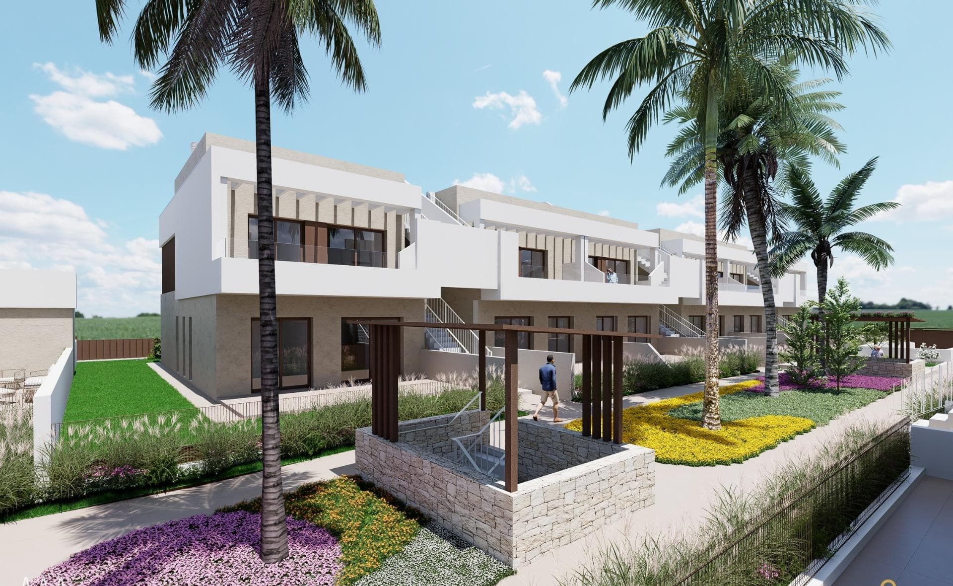 Eksklusive villaer og bungalower på Costa Cálida - design, komfort og en privilegert beliggenhet

Et prosjekt som kombinerer privatliv og fellesskap
Oppdag et nytt boligkonsept på Costa Cálida, designet for deg som søker den perfekte kombinasjonen av privatliv, komfort og sosialt liv. Dette eksklusive komplekset tilbyr frittliggende villaer og bungalower med tilgang til romslige fellesområder og et felles svømmebasseng, noe som gir det beste fra to verdener: roen i et privat hjem og komforten i fellesområder som kan nytes sammen med venner, familie og naboer.

Alle boligene har parkeringsplass og bod i kjelleren, noe som garanterer sikkerhet og bekvemmelighet for beboerne.

Moderne design og muligheter for personlig tilpasning
Dette prosjektet tilbyr et bredt utvalg av boliger som passer til ulike behov og livsstiler:

Bungalower i første etasje med private hager på opptil 122 m².
Bungalower i toppetasjen med store terrasser og privat solarium.
Eneboliger i én eller to etasjer, med tomter fra 201 til 356 m² og ulike planløsninger og etterbehandlingsalternativer.

Alle boligene er designet for å maksimere det naturlige lyset og skape romslige og innbydende rom. Hovedsuiten er nøye utformet for å garantere privatliv og komfort, og soverommet er helt adskilt fra badet, slik at man unngår lys- og støyforstyrrelser i løpet av natten.

Kvalitet og bærekraft i hver minste detalj
Disse boligene er bygget med materialer av høy kvalitet og utstyrt med bærekraftig teknologi, som solcellepaneler og aerothermics, for å forbedre energieffektiviteten.

Enestående funksjoner:

Motoriserte persienner på soverommene.
Pansret inngangsdør for økt sikkerhet.
Forhåndsinstallasjon av kanalisert klimaanlegg.
Moderne bad med skillevegger i herdet glass og hengende møbler med LED-speil.

Strategisk beliggenhet i Los Alcázares
Dette komplekset ligger bare noen få meter fra den prestisjetunge Serena golfbane og 1 km fra strendene ved Mar Menor, og har en privilegert beliggenhet i Los Alcázares, et av de mest lovende områdene på Costa Cálida.

I tillegg gir den enkle tilgangen til motorveien AP-7 rask forbindelse til andre destinasjoner i regionen, og gjør det lettere å få tilgang til viktige tjenester som supermarkeder, sportssentre, skoler og apotek.

Avstander til severdigheter
La Serena Golf - 1 km (2 minutter med bil).
Mar Menor-stranden - 1 km (2 minutter med bil eller 10 minutters gange).
Murcia lufthavn - 35 km (30 minutter med bil).
Cartagena havn - 22 km (20 minutter med bil).
Lokalt kjøpesenter - 3 km (5 minutter med bil).

En middelhavsstil med høy lønnsomhet
Dette prosjektet representerer ikke bare et utmerket alternativ for å nyte middelhavsstilen, men det er også en trygg investering i et område i vekst.

Ikke gå glipp av denne unike muligheten. Kontakt oss i dag for mer informasjon og for å reservere ditt ideelle hjem på Costa Cálida.