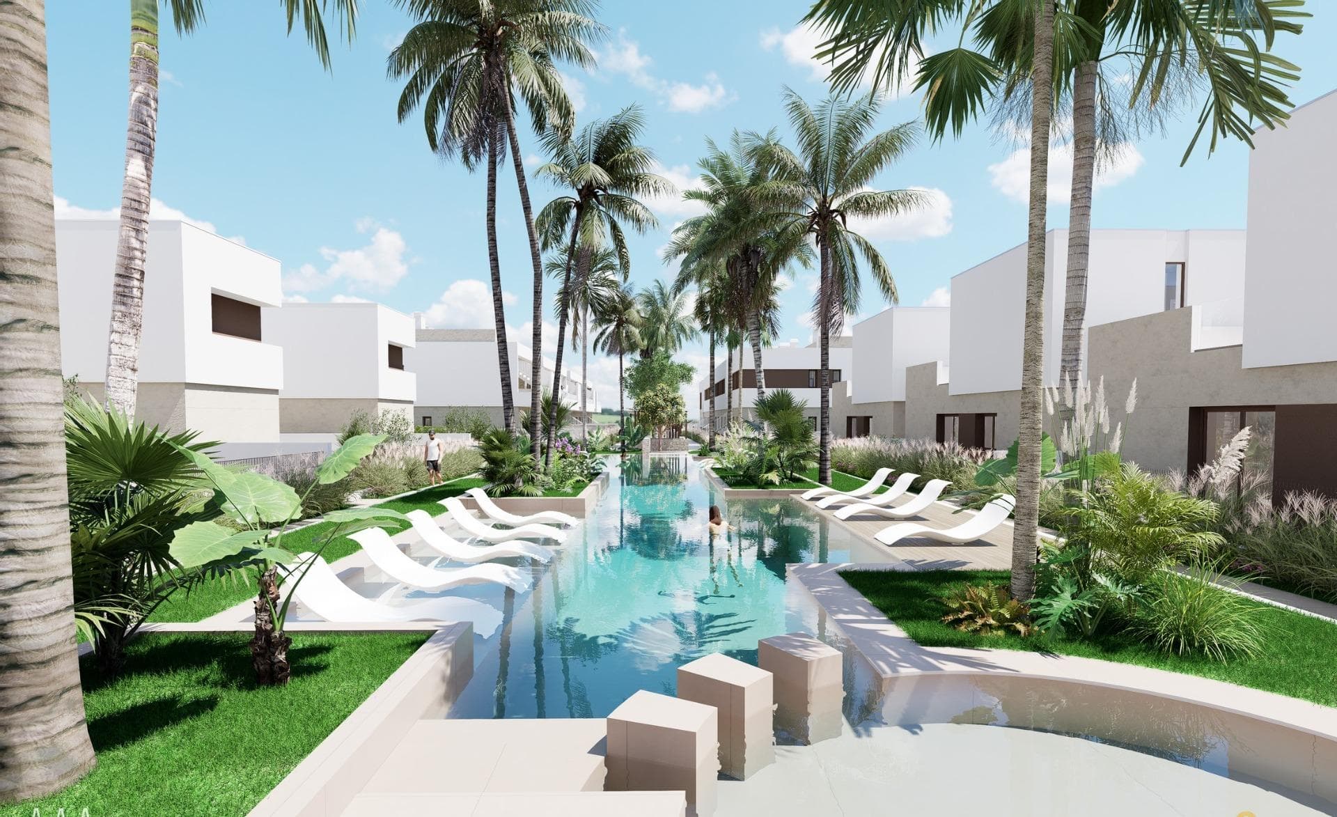 Eksklusive villaer og bungalower på Costa Cálida - design, komfort og en privilegert beliggenhet

Et prosjekt som kombinerer privatliv og fellesskap
Oppdag et nytt boligkonsept på Costa Cálida, designet for deg som søker den perfekte kombinasjonen av privatliv, komfort og sosialt liv. Dette eksklusive komplekset tilbyr frittliggende villaer og bungalower med tilgang til romslige fellesområder og et felles svømmebasseng, noe som gir det beste fra to verdener: roen i et privat hjem og komforten i fellesområder som kan nytes sammen med venner, familie og naboer.

Alle boligene har parkeringsplass og bod i kjelleren, noe som garanterer sikkerhet og bekvemmelighet for beboerne.

Moderne design og muligheter for personlig tilpasning
Dette prosjektet tilbyr et bredt utvalg av boliger som passer til ulike behov og livsstiler:

Bungalower i første etasje med private hager på opptil 122 m².
Bungalower i toppetasjen med store terrasser og privat solarium.
Eneboliger i én eller to etasjer, med tomter fra 201 til 356 m² og ulike planløsninger og etterbehandlingsalternativer.

Alle boligene er designet for å maksimere det naturlige lyset og skape romslige og innbydende rom. Hovedsuiten er nøye utformet for å garantere privatliv og komfort, og soverommet er helt adskilt fra badet, slik at man unngår lys- og støyforstyrrelser i løpet av natten.

Kvalitet og bærekraft i hver minste detalj
Disse boligene er bygget med materialer av høy kvalitet og utstyrt med bærekraftig teknologi, som solcellepaneler og aerothermics, for å forbedre energieffektiviteten.

Enestående funksjoner:

Motoriserte persienner på soverommene.
Pansret inngangsdør for økt sikkerhet.
Forhåndsinstallasjon av kanalisert klimaanlegg.
Moderne bad med skillevegger i herdet glass og hengende møbler med LED-speil.

Strategisk beliggenhet i Los Alcázares
Dette komplekset ligger bare noen få meter fra den prestisjetunge Serena golfbane og 1 km fra strendene ved Mar Menor, og har en privilegert beliggenhet i Los Alcázares, et av de mest lovende områdene på Costa Cálida.

I tillegg gir den enkle tilgangen til motorveien AP-7 rask forbindelse til andre destinasjoner i regionen, og gjør det lettere å få tilgang til viktige tjenester som supermarkeder, sportssentre, skoler og apotek.

Avstander til severdigheter
La Serena Golf - 1 km (2 minutter med bil).
Mar Menor-stranden - 1 km (2 minutter med bil eller 10 minutters gange).
Murcia lufthavn - 35 km (30 minutter med bil).
Cartagena havn - 22 km (20 minutter med bil).
Lokalt kjøpesenter - 3 km (5 minutter med bil).

En middelhavsstil med høy lønnsomhet
Dette prosjektet representerer ikke bare et utmerket alternativ for å nyte middelhavsstilen, men det er også en trygg investering i et område i vekst.

Ikke gå glipp av denne unike muligheten. Kontakt oss i dag for mer informasjon og for å reservere ditt ideelle hjem på Costa Cálida.
