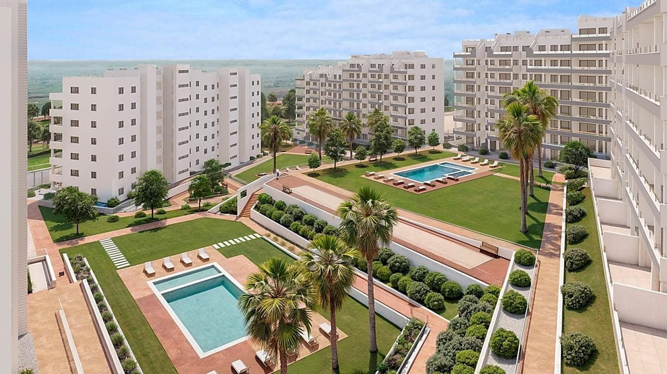 New Residential Development in San Miguel de Salinas

Exclusive Apartments in a Unique Natural Environment
Discover this new development in San Miguel de Salinas, an exclusive residential complex made up of 5 blocks of flats with spacious communal areas, designed to offer comfort and quality of life.

This gated complex has a spectacular communal garden of almost 10,000 m², distributed over three levels and integrated with three communal swimming pools, surrounded by natural lawns and a carefully selected range of trees and plants.

The homes have been designed to take advantage of natural light and unobstructed views, offering an ideal option both as a second home and for year-round living.

Types of homes available
In this exclusive residential complex, you can choose between:

Ground floors with large private gardens.
Intermediate floors with terraces of more than 20 m².
Penthouses with terraces and private rooftop solarium.
Currently available is Block 1, comprising 42 homes with excellent value for money.

First Class Quality and Equipment
All homes come fully equipped, including:

Electrical appliances included in the kitchen.
Fully equipped bathrooms, with furniture, screens and LED lighting system.
Complete installation of ducted air conditioning.
Parking space and storage room included in the price.
We also have show flats in another similar project, so that you can see the quality of the finishes before delivery.

Strategic Location on the Costa Blanca
San Miguel de Salinas is a charming town in the Vega Baja del Segura region, just a few minutes from the best beaches and golf courses on the Costa Blanca. Surrounded by a privileged natural environment, the municipality offers a peaceful atmosphere and all essential services such as supermarkets, restaurants, health centres and schools.

Distances to the Main Points of Interest
Las Colinas and Campoamor Golf Courses - 7 km.
Beaches of Orihuela Costa and Torrevieja - 10 km.
Zenia Boulevard Shopping Centre - 9 km.
Alicante Airport - 50 km.
Murcia-Corvera Airport - 55 km.

Your New Home Awaits in San Miguel de Salinas
Whether you are looking for an investment on the Costa Blanca or a home to enjoy all year round, this development offers a perfect combination of luxury, comfort and unbeatable location.

Contact us today for more information and to arrange a viewing.