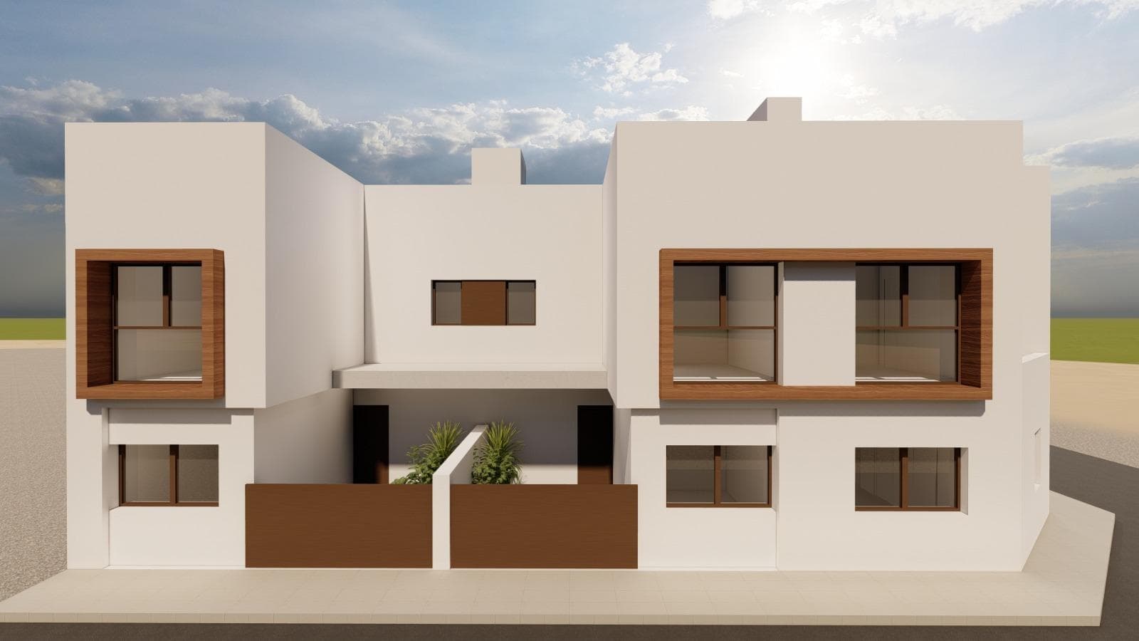 Adosados de Obra Nueva en San Javier – Diseño Moderno y Ubicación Privilegiada

Viviendas de Diseño Contemporáneo con Piscina Privada
Descubra este exclusivo complejo de tres adosados de obra nueva en San Javier, Murcia, diseñados para ofrecer el máximo confort y un estilo de vida moderno. Cada vivienda cuenta con piscina privada, terraza, solárium y plaza de aparcamiento, brindando un espacio ideal para el relax y el disfrute durante todo el año.

Las viviendas han sido construidas con materiales de alta calidad y un diseño diáfano que aprovecha la luz natural al máximo. Son perfectas tanto para una residencia habitual como para una casa de vacaciones en la Costa Cálida.

Distribución y Equipamiento de Alta Calidad
Cada adosado dispone de:

3 dormitorios amplios con armarios empotrados y cajoneras.
3 baños completamente equipados con muebles, espejos y mamparas.
Cocina de concepto abierto, completamente amueblada y con electrodomésticos incluidos.
Salón-comedor espacioso, con grandes ventanales que conectan con la terraza.
Piscina privada con ducha y jardín con césped artificial.
Solárium con cocina de verano, perfecto para disfrutar del clima mediterráneo.
Preinstalación de aire acondicionado por conductos en cada planta.
Carpintería exterior de PVC con cristales dobles, garantizando aislamiento térmico y acústico.
Puerta de entrada de seguridad, para mayor tranquilidad y protección.

Ubicación Estratégica en San Javier
San Javier es una localidad costera con una gran oferta de servicios, instalaciones deportivas y zonas de ocio. La ubicación de este residencial permite un acceso rápido a:

Playas del Mar Menor – A solo 5 minutos en coche.
Playas del Mar Mediterráneo – A 10 minutos.
Campos de Golf – Diversas opciones en la zona, ideales para los amantes del golf.
Centros Comerciales y servicios – Todo lo que necesita a pocos minutos.
Aeropuerto de Murcia-Corvera – A 30 minutos.
Aeropuerto de Alicante – A 45 minutos.

Disfrute del Mejor Clima y Calidad de Vida en San Javier
San Javier es una excelente opción para quienes buscan una propiedad cerca del mar, con un clima privilegiado y acceso a todo tipo de actividades al aire libre.

No pierda la oportunidad de adquirir una de estas exclusivas viviendas. Contáctenos hoy mismo para más información o para programar una visita.