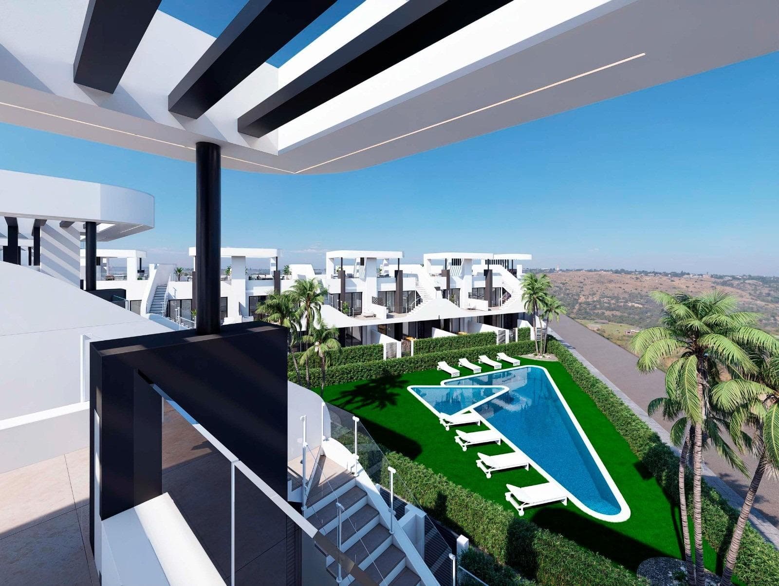 Complejo Residencial de Nueva Construcción en San Fulgencio

Apartamentos contemporáneos con características excepcionales
Descubra esta nueva promoción residencial en San Fulgencio, que ofrece apartamentos de 2 y 3 dormitorios diseñados para ofrecer confort, estilo y comodidad. El complejo cuenta con:

Plantas bajas con jardín privado
Áticos con solarium privado, pérgolas, tomas de corriente y tomas de agua.

Cada propiedad incluye una plaza de aparcamiento privado, y el desarrollo cuenta con una piscina comunitaria de estilo mediterráneo con una lámina de agua de 85 m², rodeado de hermosos jardines.

Acabados de alta calidad y diseño moderno
Estas viviendas están construidas con materiales de primera calidad y elementos modernos para garantizar la eficiencia energética y un alto nivel de vida:

Persianas eléctricas en dormitorios
Carpintería exterior de doble acristalamiento con rotura de puente térmico
Cuartos de baño totalmente equipados con tocadores, espejos y mamparas de ducha
Iluminación LED en toda la vivienda
Preinstalación de aire acondicionado por conductos para climatización

Ubicación privilegiada cerca de playas, golf y servicios
San Fulgencio es una encantadora ciudad española con una selección de restaurantes, tiendas y servicios esenciales a poca distancia. Su estratégica ubicación ofrece un rápido acceso a algunas de las mejores atracciones de la Costa Blanca:

Aeropuerto Internacional de Alicante-Elche - 30 km (30 min)
Playa de La Marina - 7 km (10 min)
Guardamar del Segura - 10 km (12 min)
Campo de Golf La Marquesa (Ciudad Quesada) - 6 km (8 min)
Torrevieja centro ciudad - 18 km (20 min)
Centros comerciales, restaurantes y opciones de ocio - a poca distancia en coche

El hogar ideal para vivir en la costa
Esta nueva promoción en San Fulgencio es perfecta para aquellos que buscan una casa de vacaciones moderna, una propiedad de inversión o una residencia permanente en la Costa Blanca. Con su excelente ubicación cerca de la playa, campos de golf y servicios esenciales, ofrece un estilo de vida tranquilo pero bien comunicado.

No pierda la oportunidad de ser propietario de una vivienda a estrenar en San Fulgencio. ¡Póngase en contacto con nosotros hoy mismo para obtener más detalles o para programar una visita!